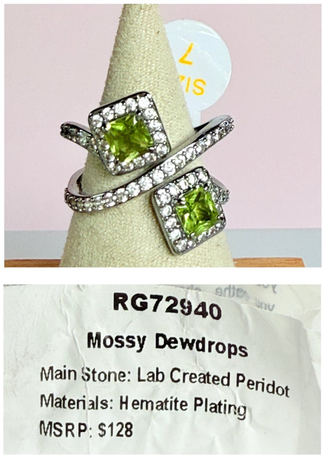 Bomb Party August Ring Mossy Dewdrops Size 7
