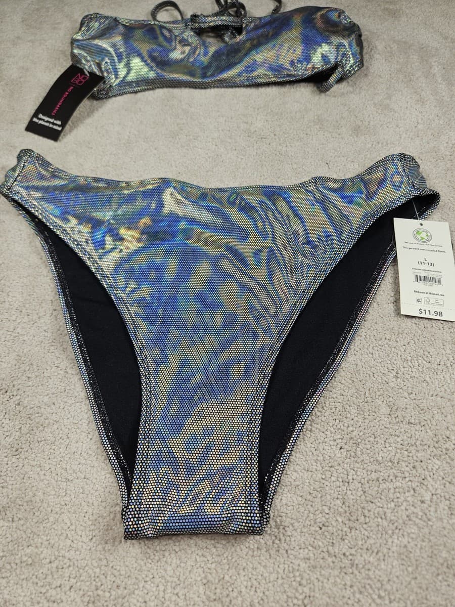 No Boundaries Juniors’ Holographic Dot Bralette Bikini Top  Size 15/17 - Thumbnail 4
