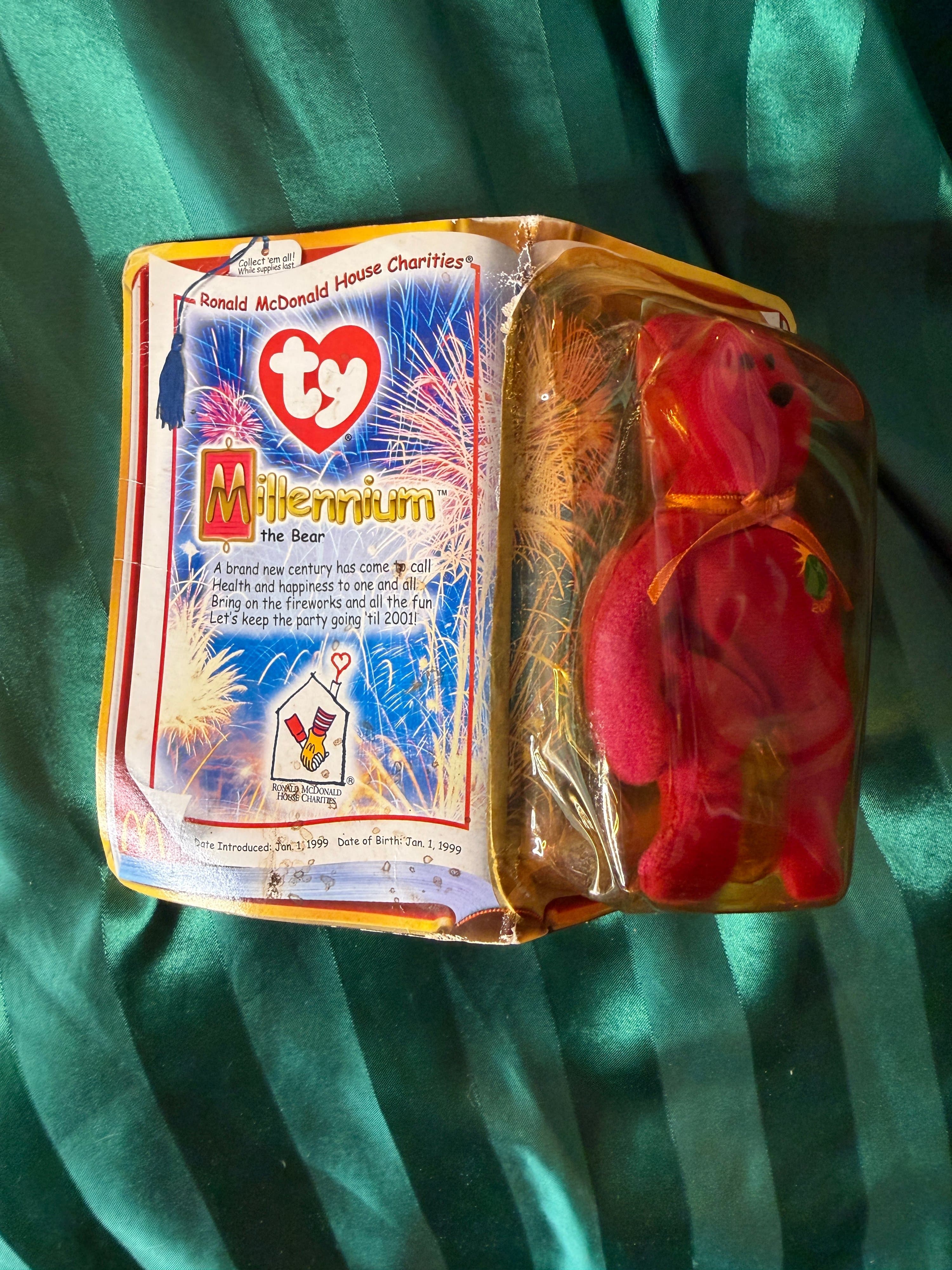Ty Teenie Beanie Millennium Bear 2000 McDonald's Exclusive