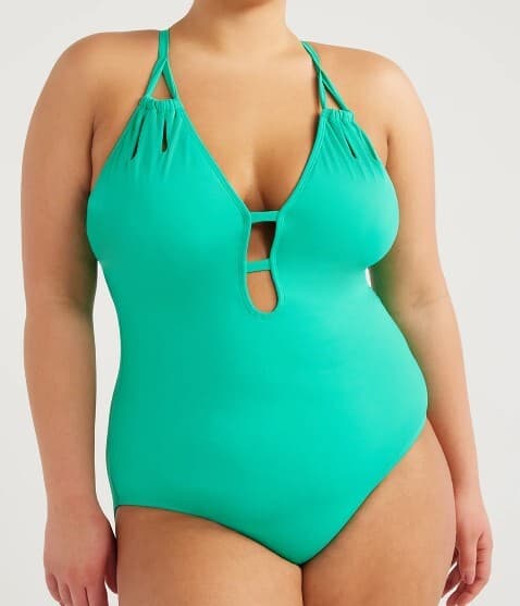 Time and Tru Women S and Women S Plus Keyhole Cutout One Piece Swimsuit  Sizes XS-2X - Thumbnail 2