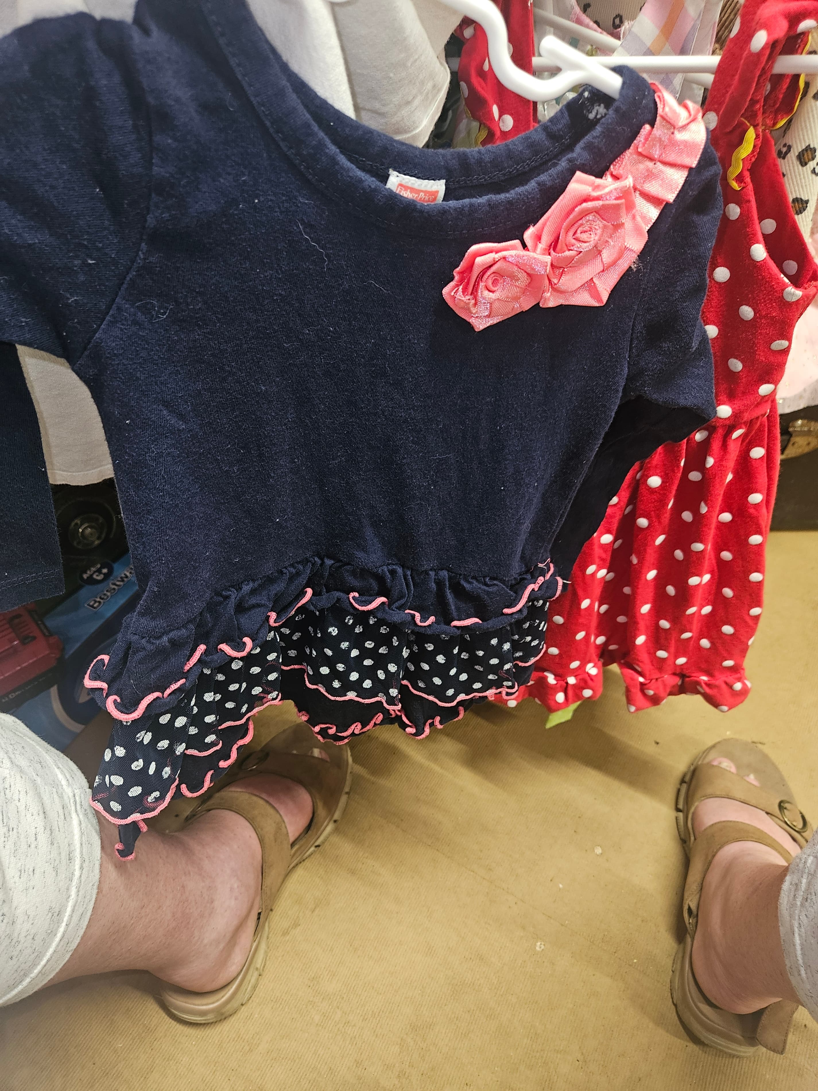 Fisher-Price Toddler Dress 2T Blue with Pink Roses - Thumbnail 2
