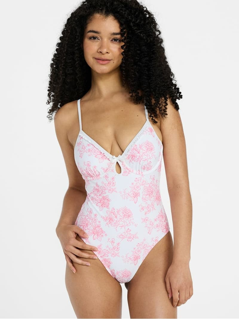 No Boundaries Juniors’ Cut-Out Floral One-Piece Swimsuit  Size S (3-5) - Thumbnail 3