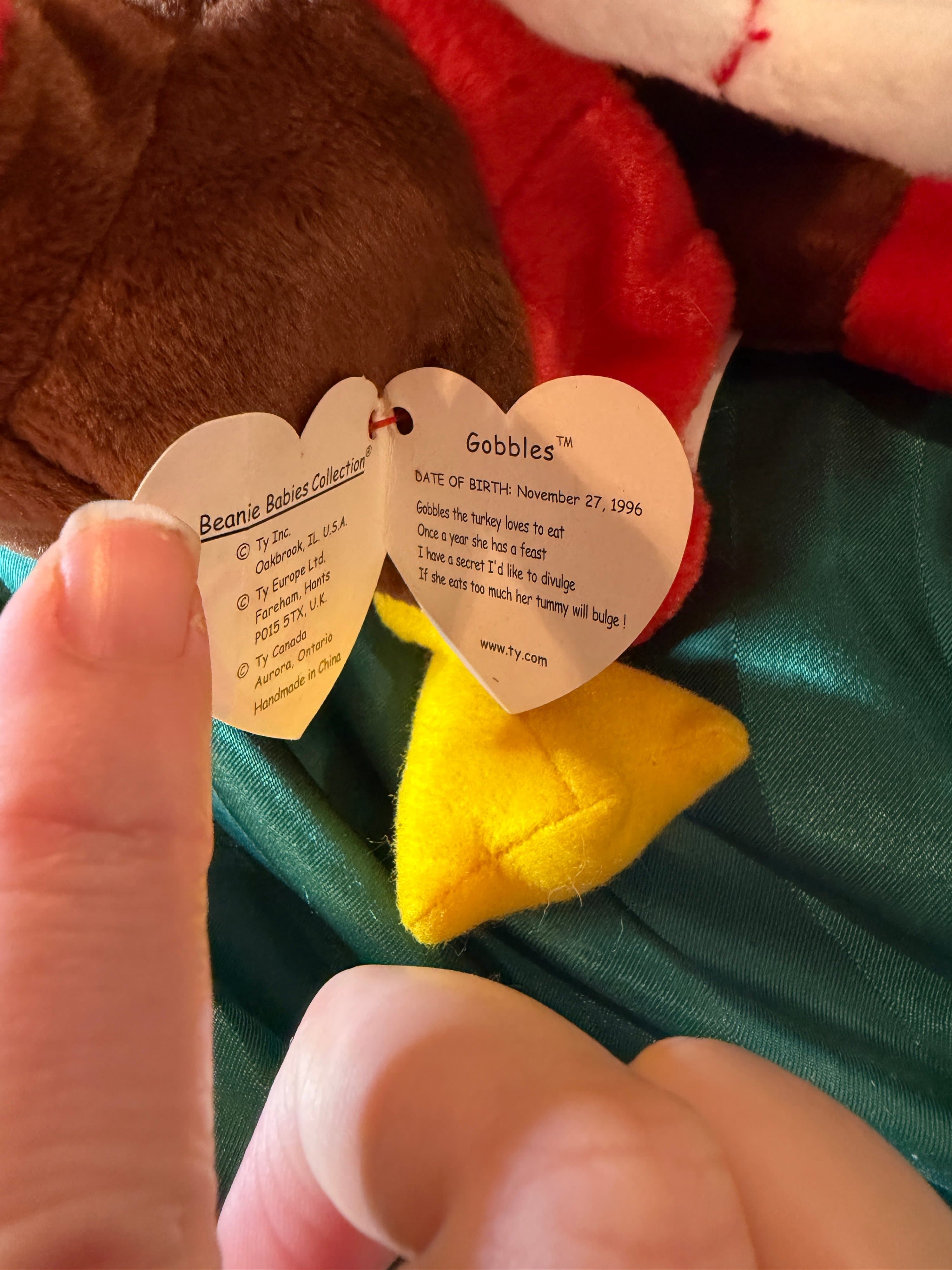 Ty Beanie Babies Gobbles Turkey Plush 1996 Vintage - Thumbnail 2