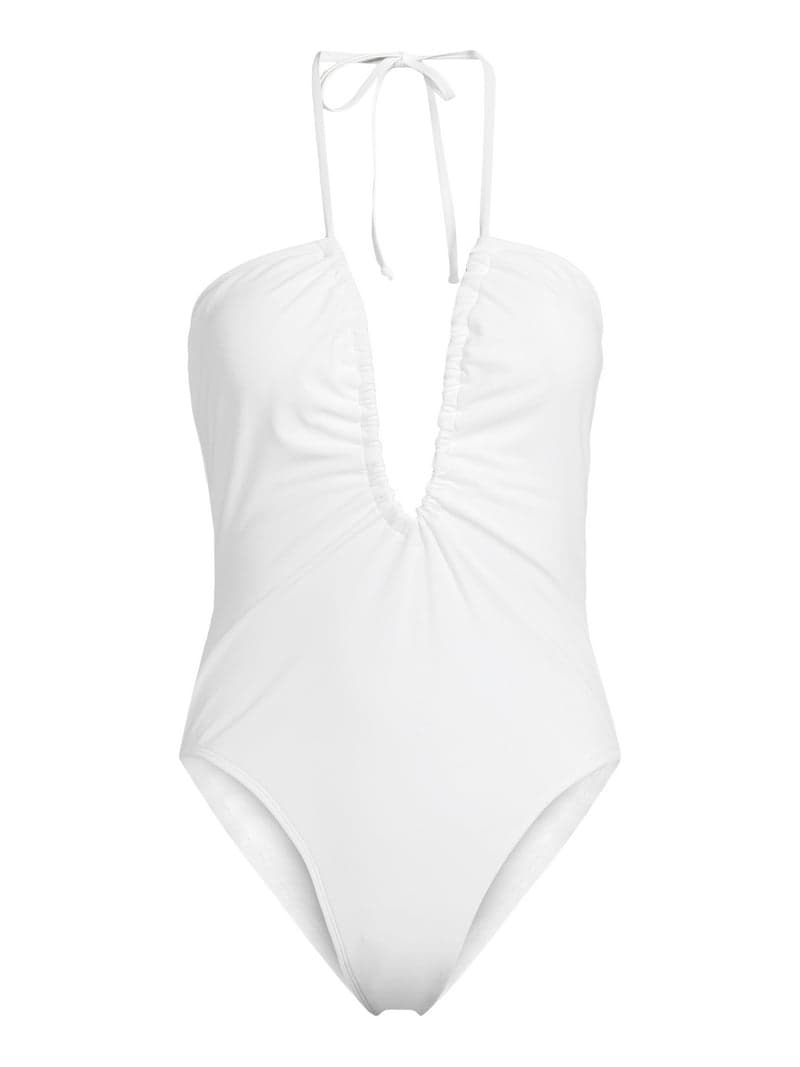 No Boundaries Juniors Ruched V-Neck One-Piece Swimsuit  Size M 7-9 - Thumbnail 3