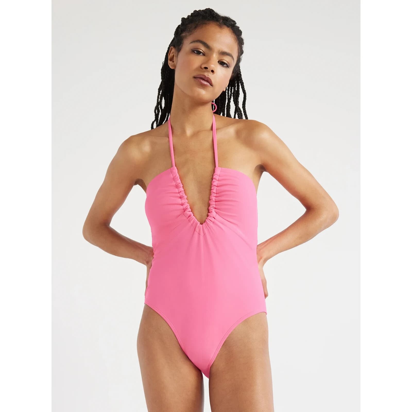 No Boundaries Juniors Ruched V-Neck One-Piece Swimsuit  Size L 11-13 - Thumbnail 3