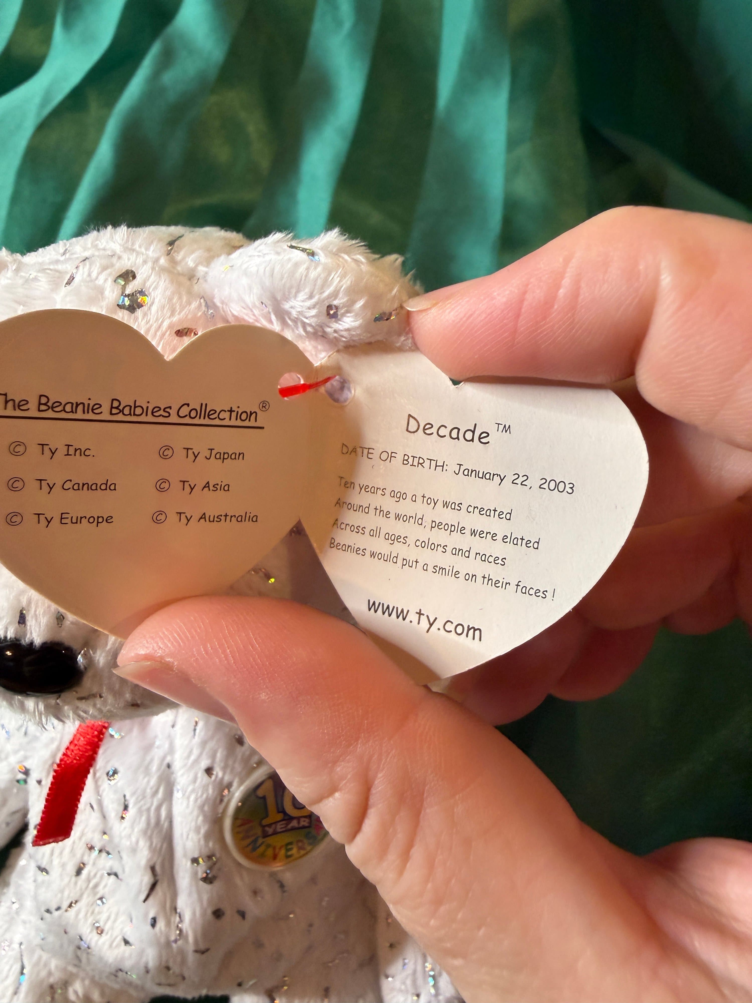 Ty Beanie Babies Decade Bear 10th Anniversary Edition