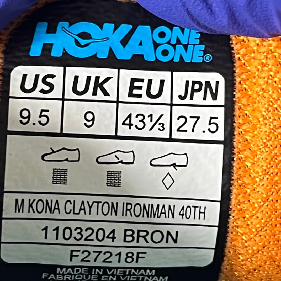 Hoka One One Clayton Ironman 40th Running Shoes Size 9.5