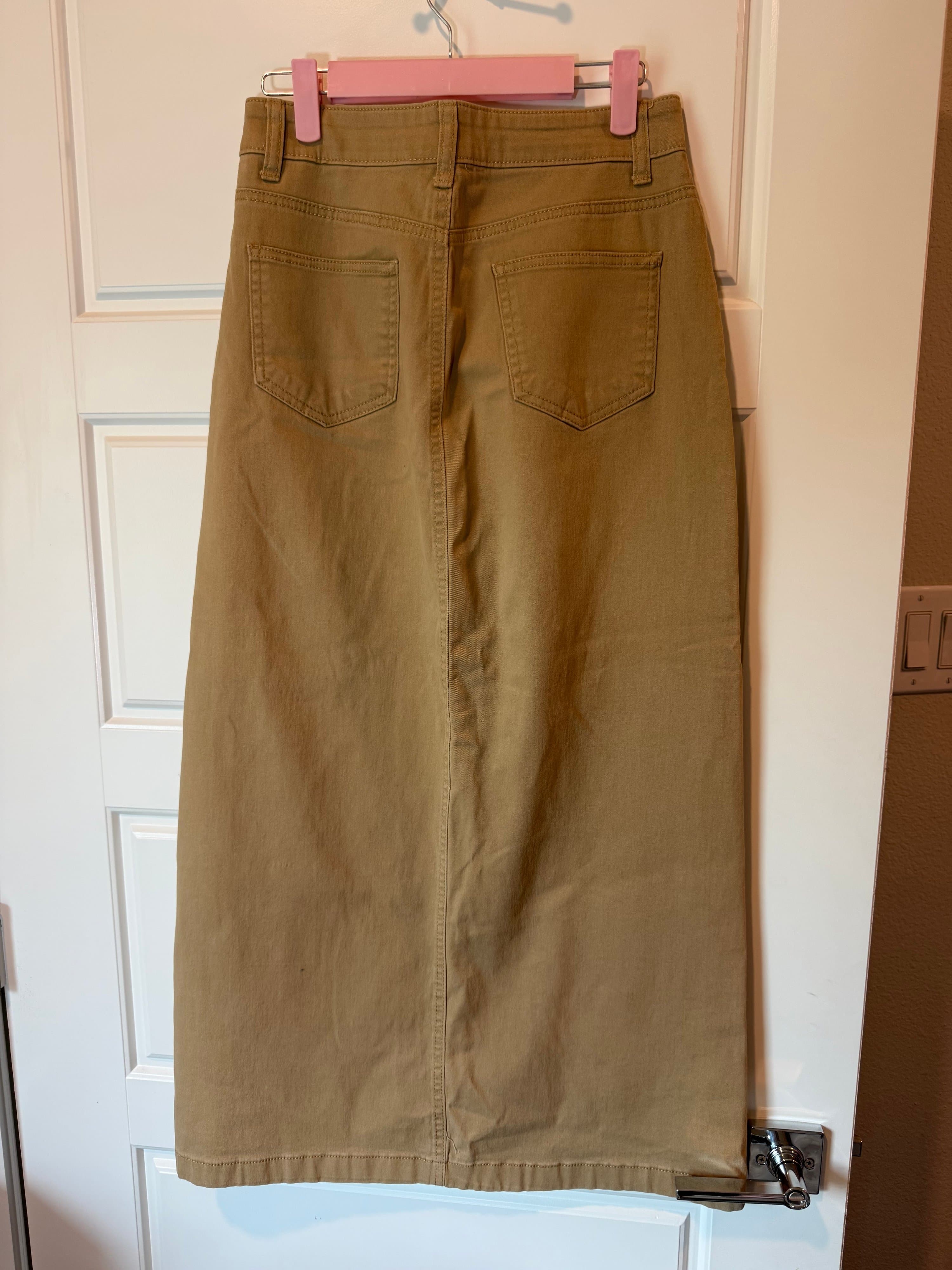 Be-Girl XS Khaki Denim Maxi Skirt - Thumbnail 3