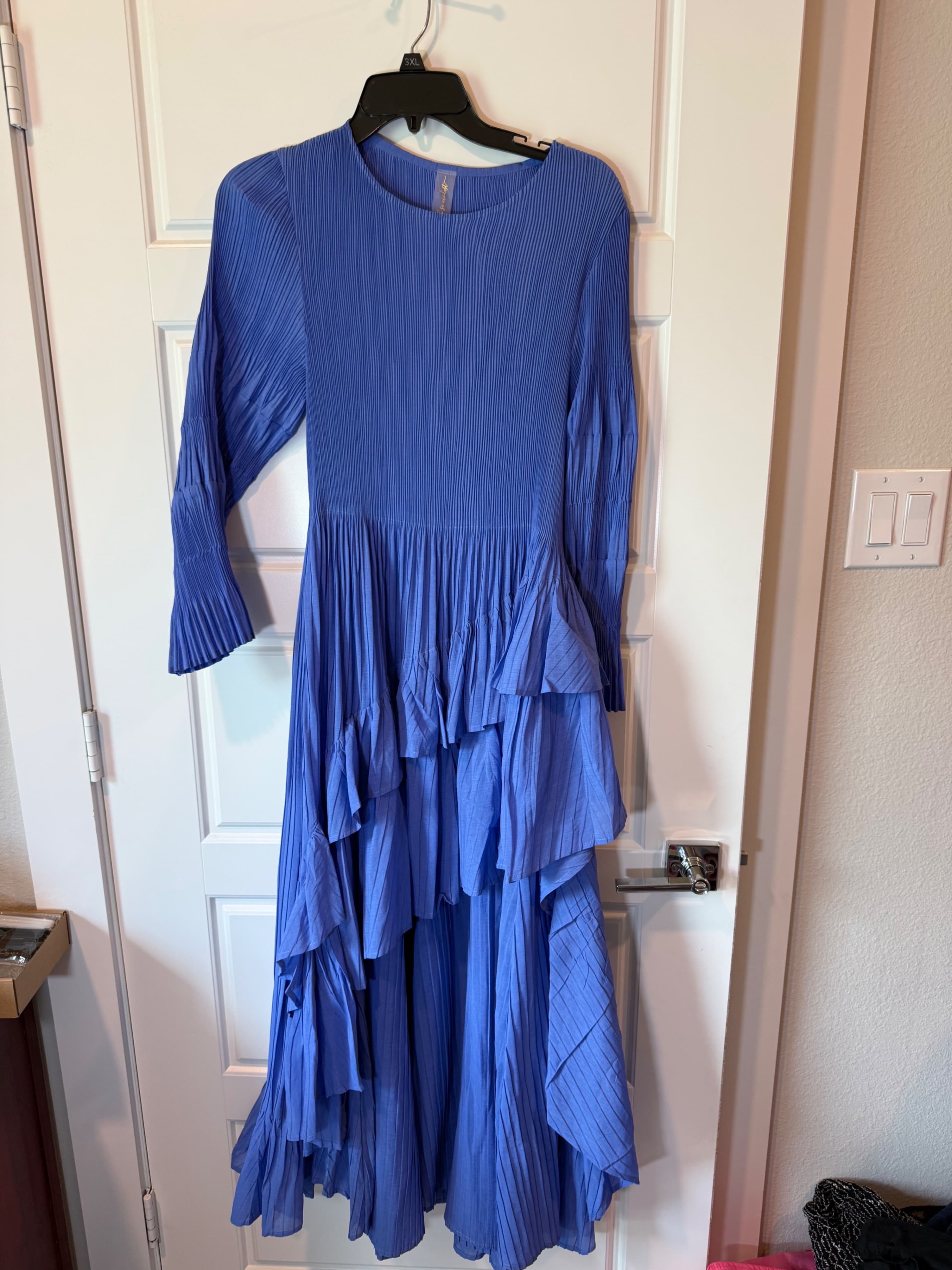 Oh So Modest Blue Pleated Maxi Dress Size