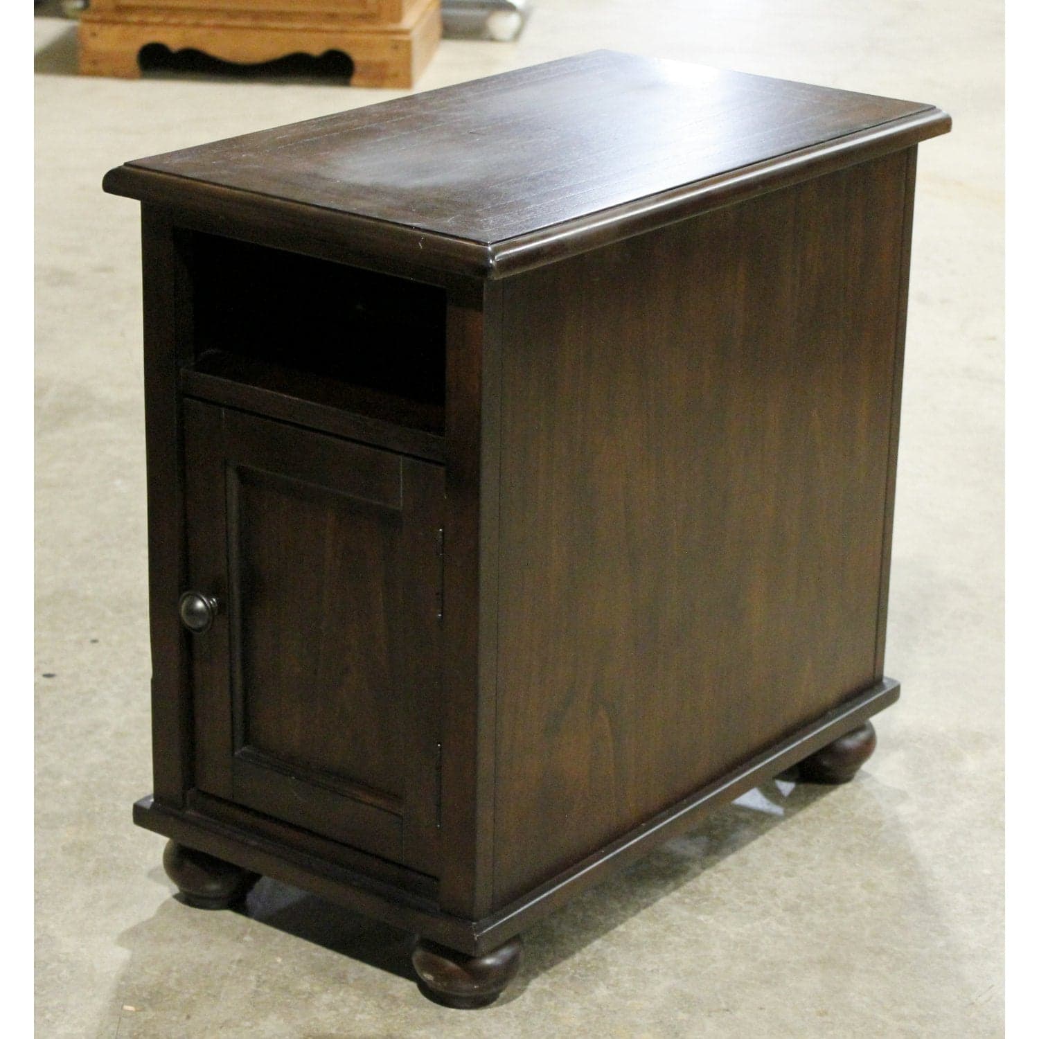 Ashley Furniture Narrow Nightstand w/Cabinet & Power Port - Dark Finish - Thumbnail 4