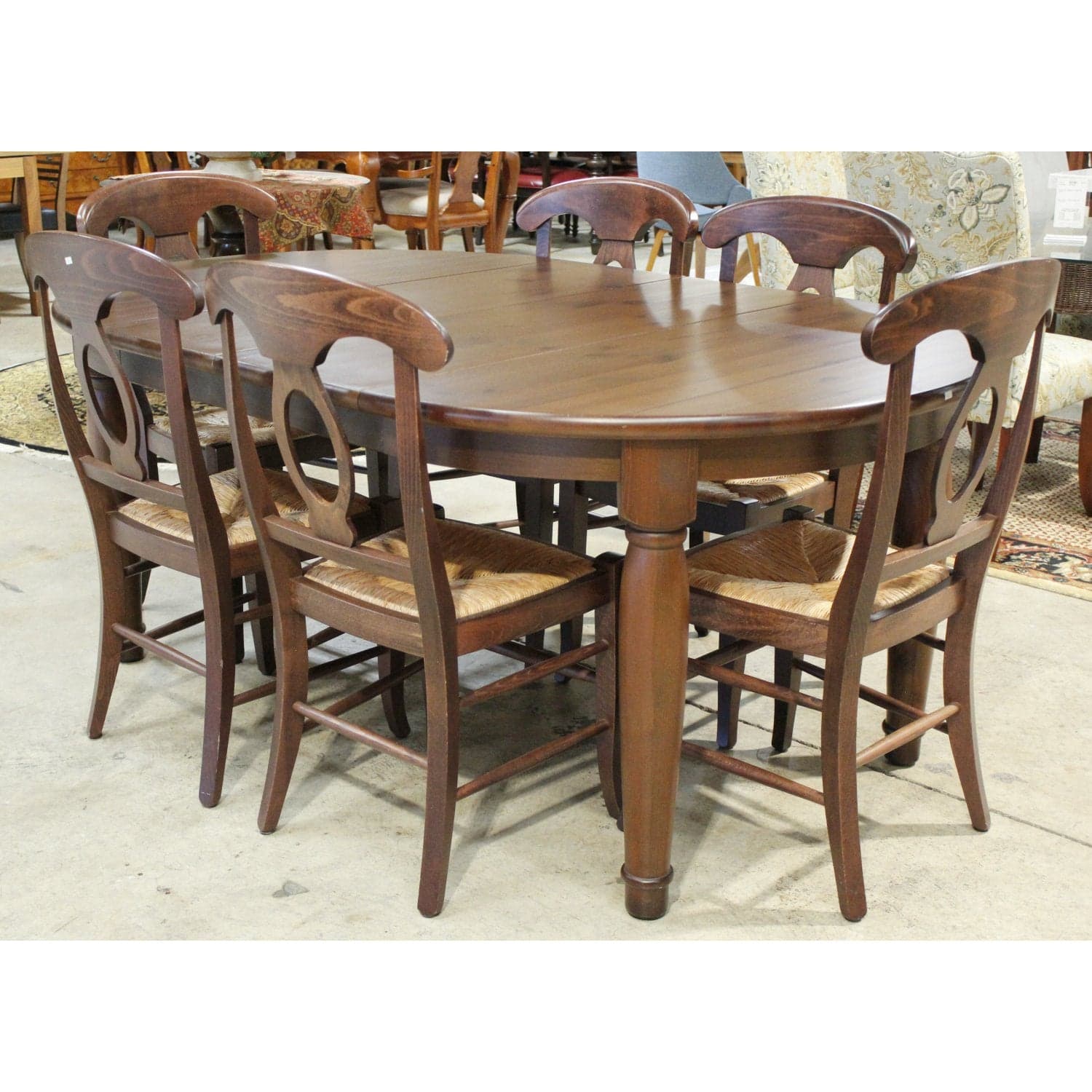 Dark Pine Dining Table w/6 Chairs - Dark Finish - Thumbnail 2