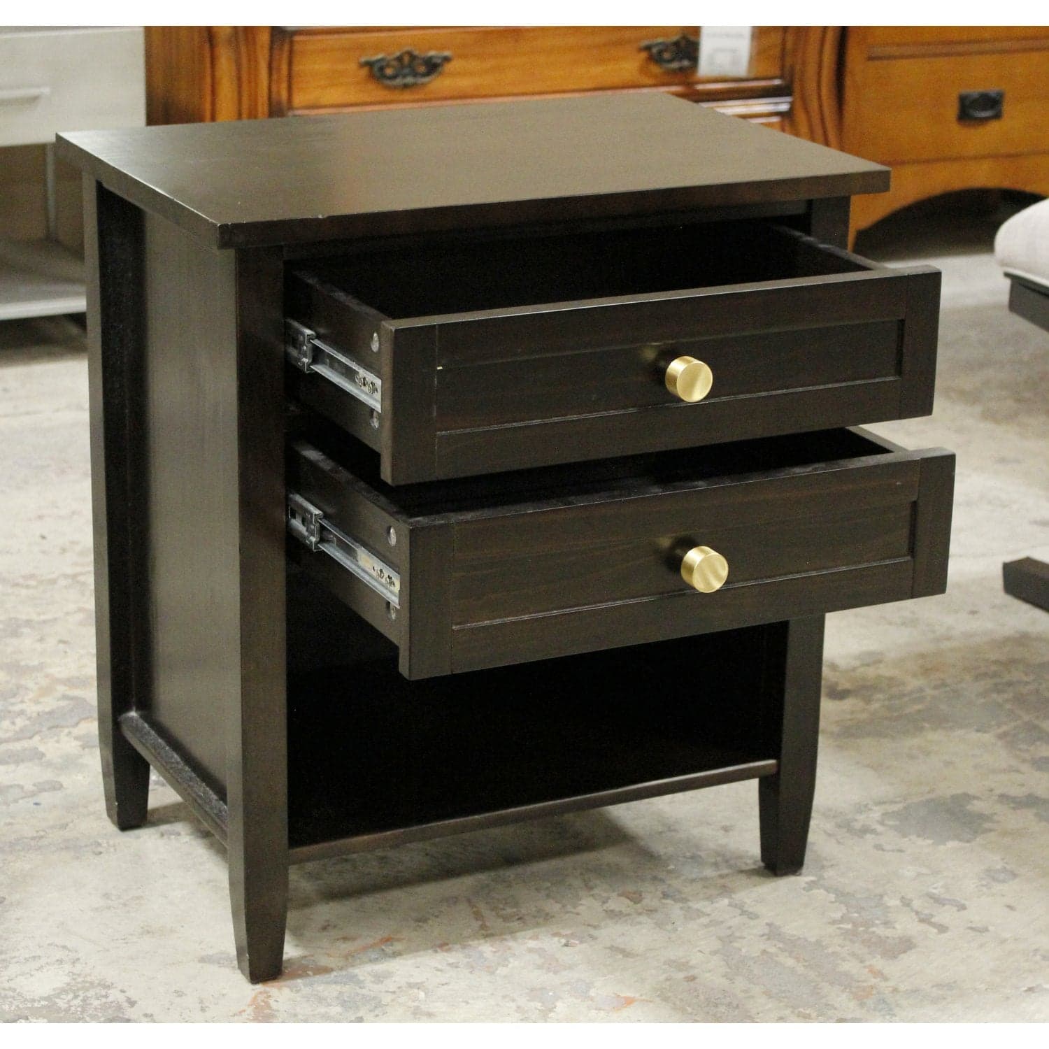 2 Drawer Nightstand - Dark Finish - Thumbnail 2