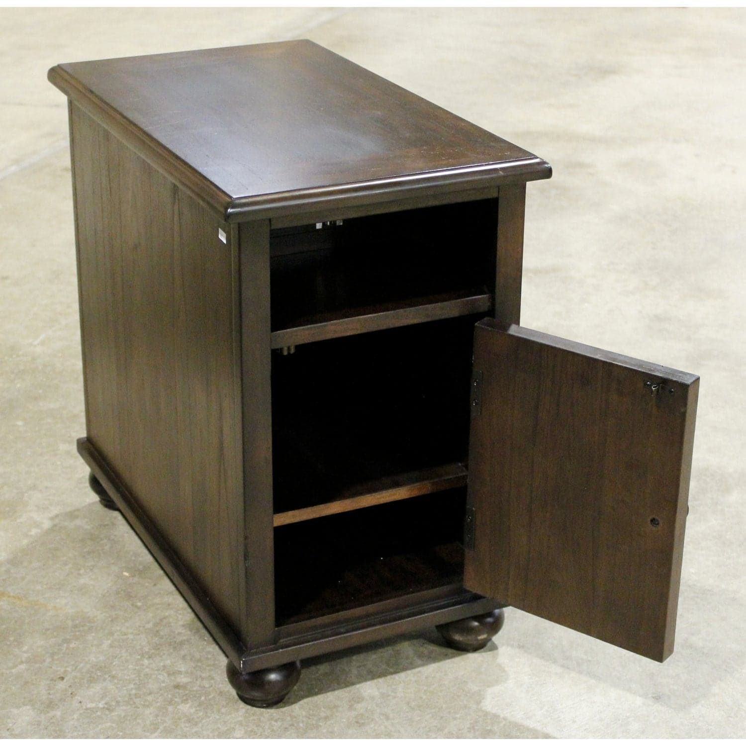 Ashley Furniture Narrow Nightstand w/Cabinet & Power Port - Dark Finish - Thumbnail 2