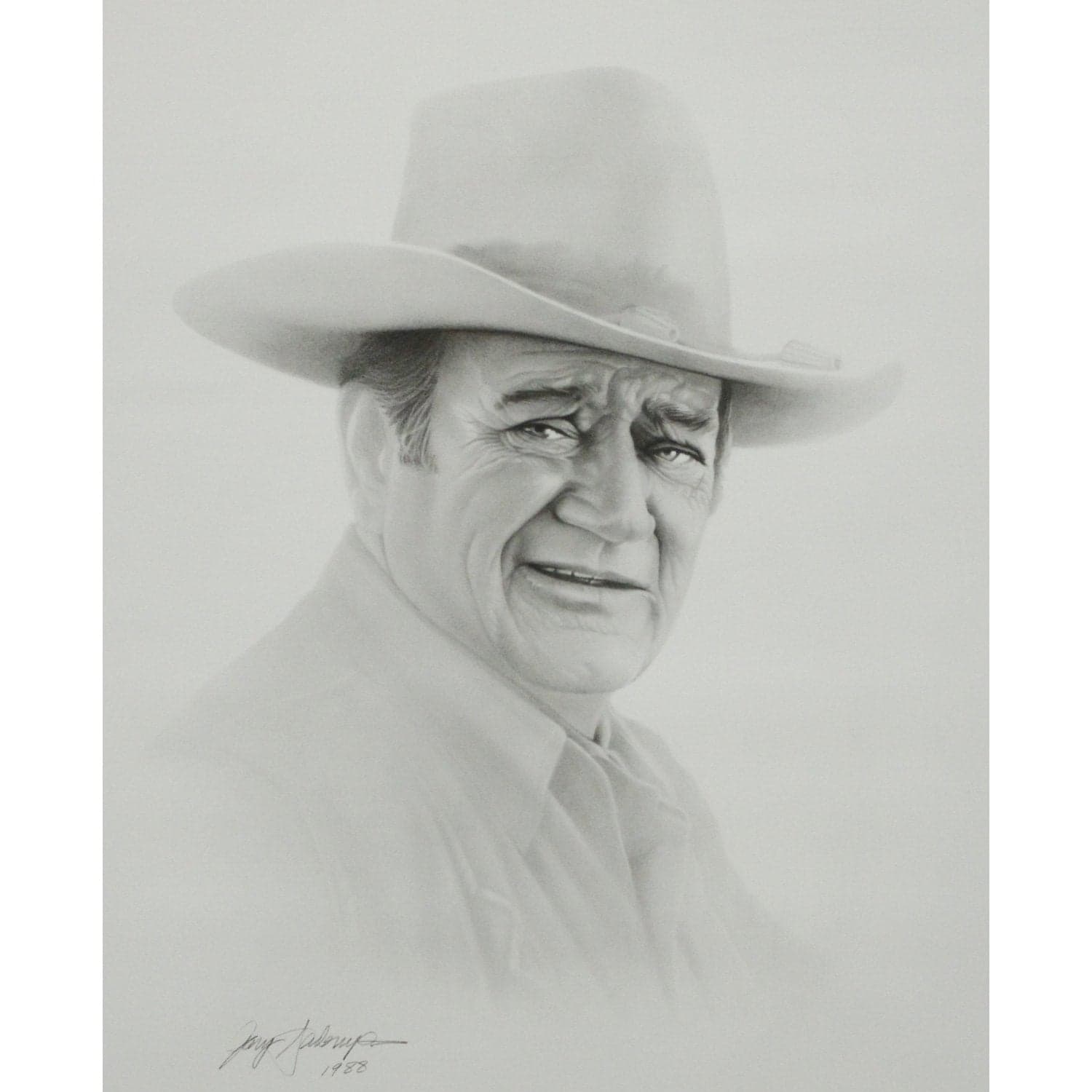 Framed Print - John Wayne Pencil Sketch by Gary Saderup - Thumbnail 2