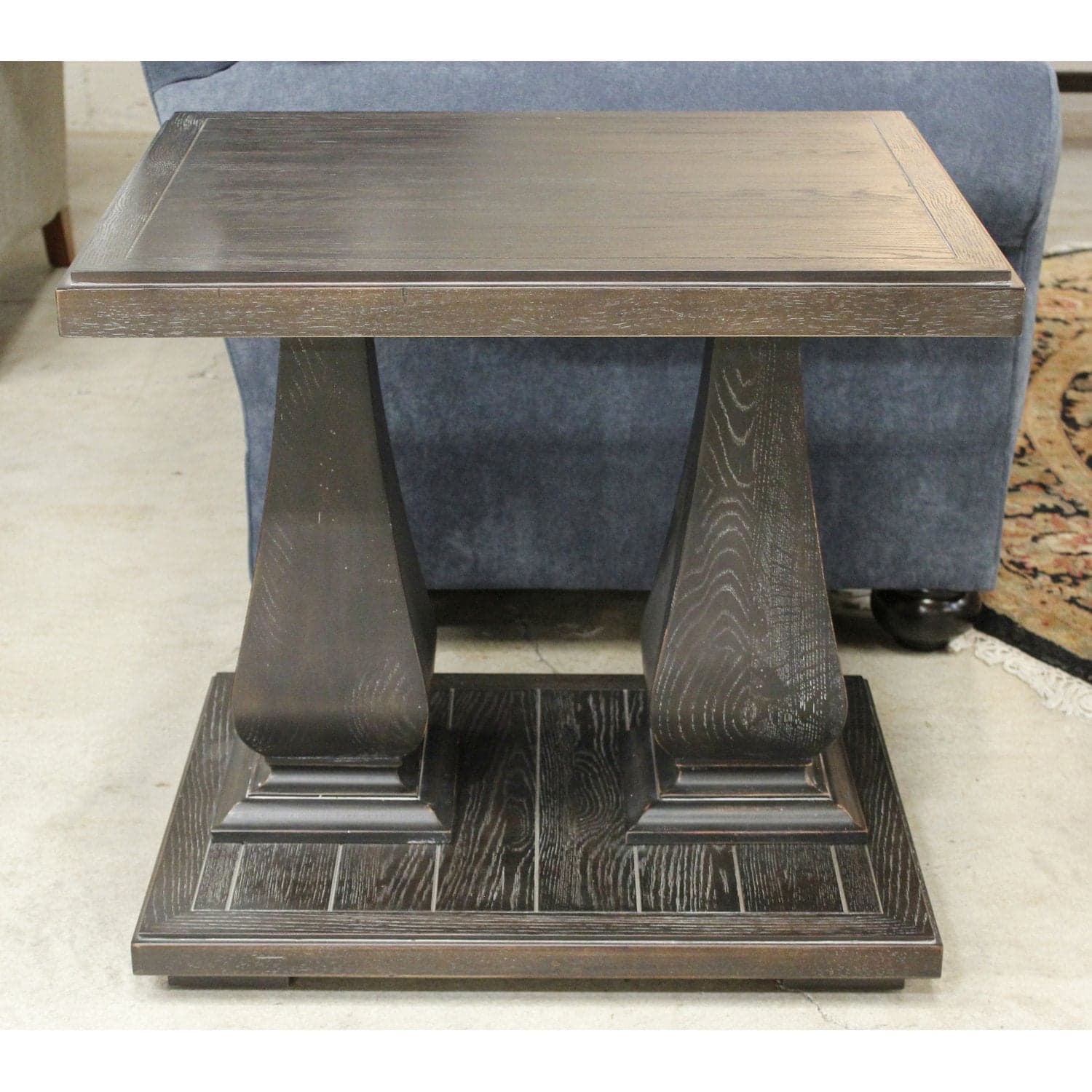 Bassett Black Double Pedestal End Table - Black - Thumbnail 2