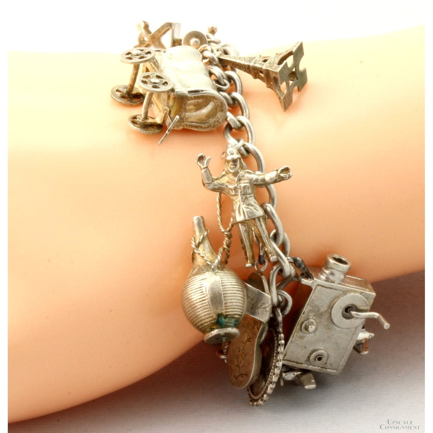 Sterling Silver Charm Bracelet & Mixed Silver Purity Charms - Size 6.5 - Thumbnail 5