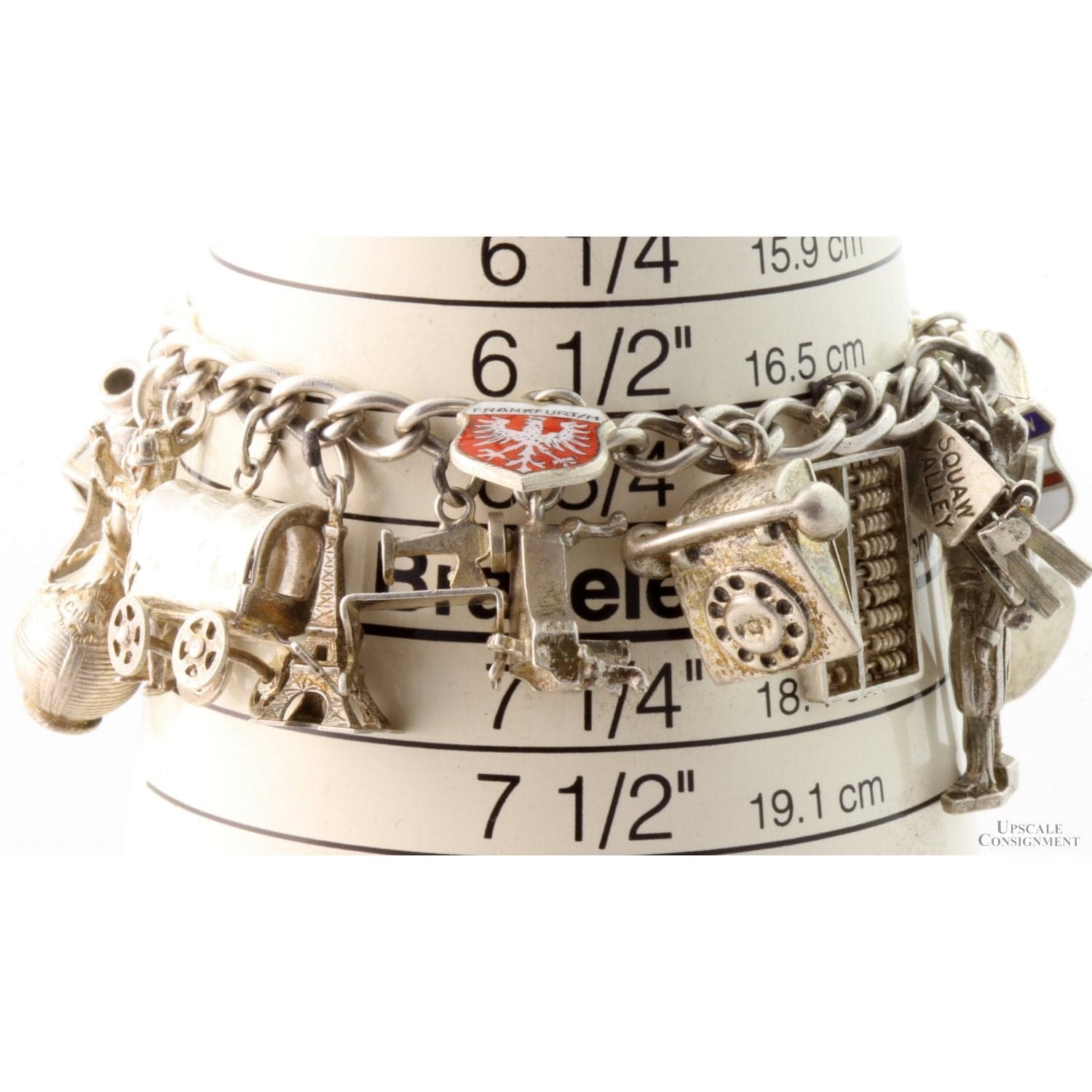 Sterling Silver Charm Bracelet & Mixed Silver Purity Charms - Size 6.5 - Thumbnail 6