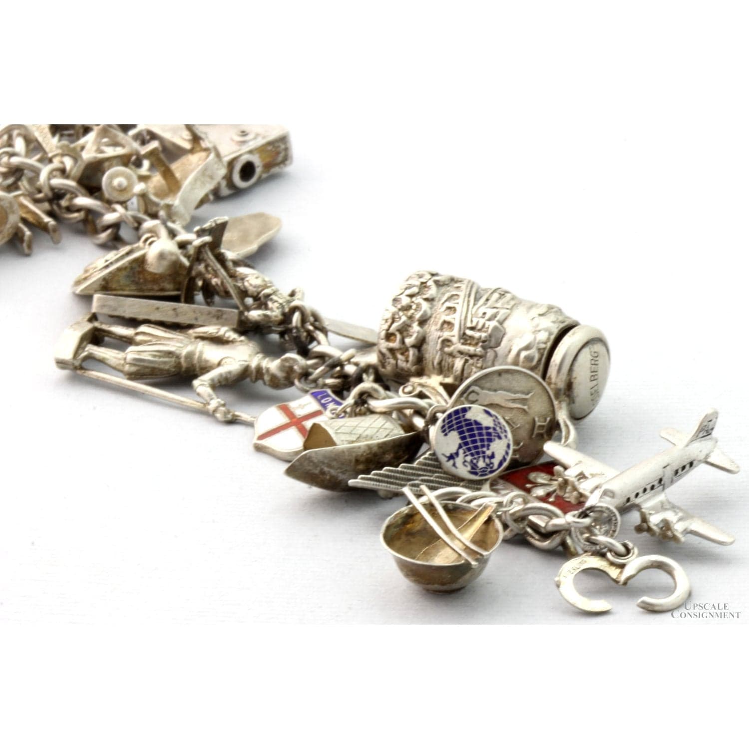 Sterling Silver Charm Bracelet & Mixed Silver Purity Charms - Size 6.5 - Thumbnail 4