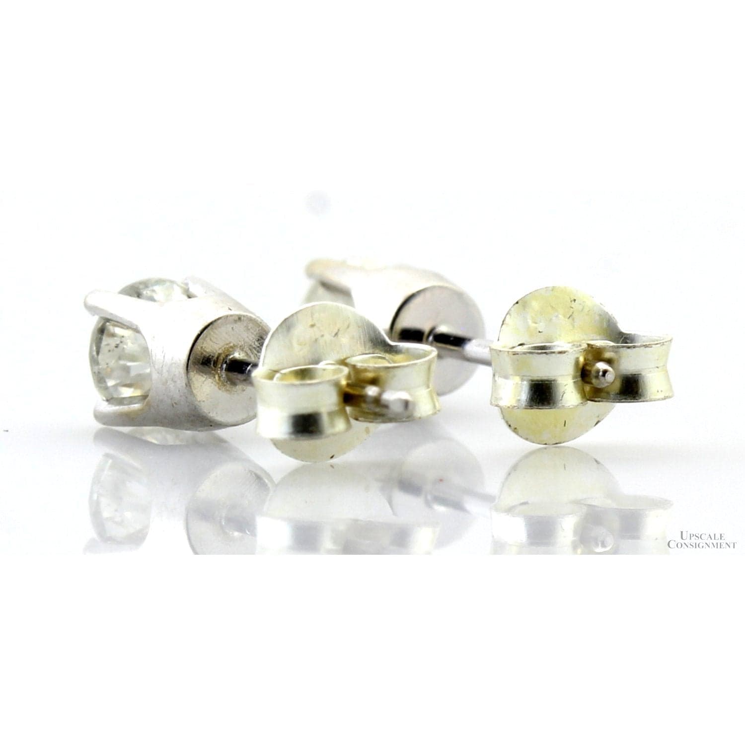 0.60ctw Diamond & 14K White Gold Stud Earrings | 925 Backs - Thumbnail 3