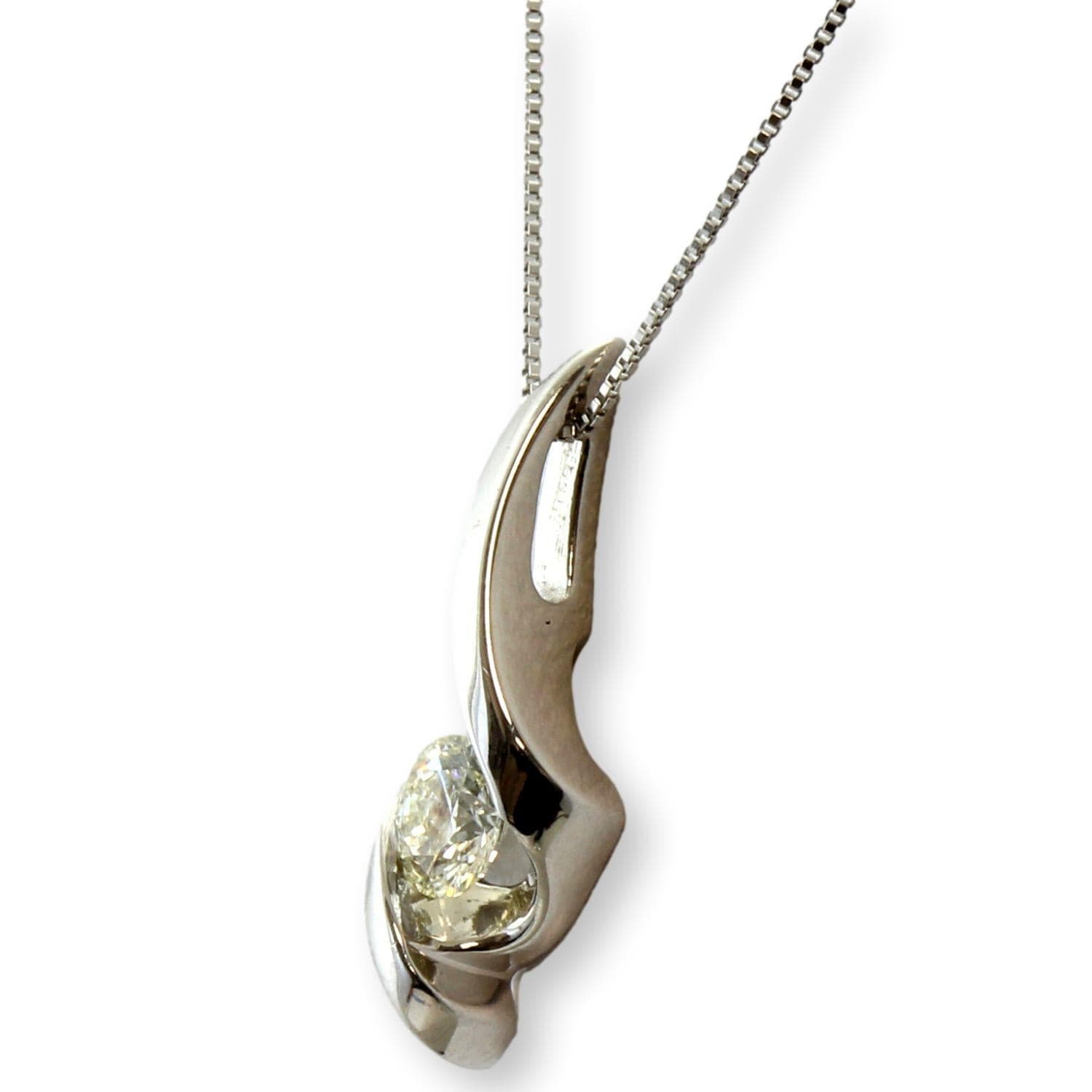 Sirana Collection 14K White Gold .25ct Diamond Pendant Necklace - 19 in - Thumbnail 4