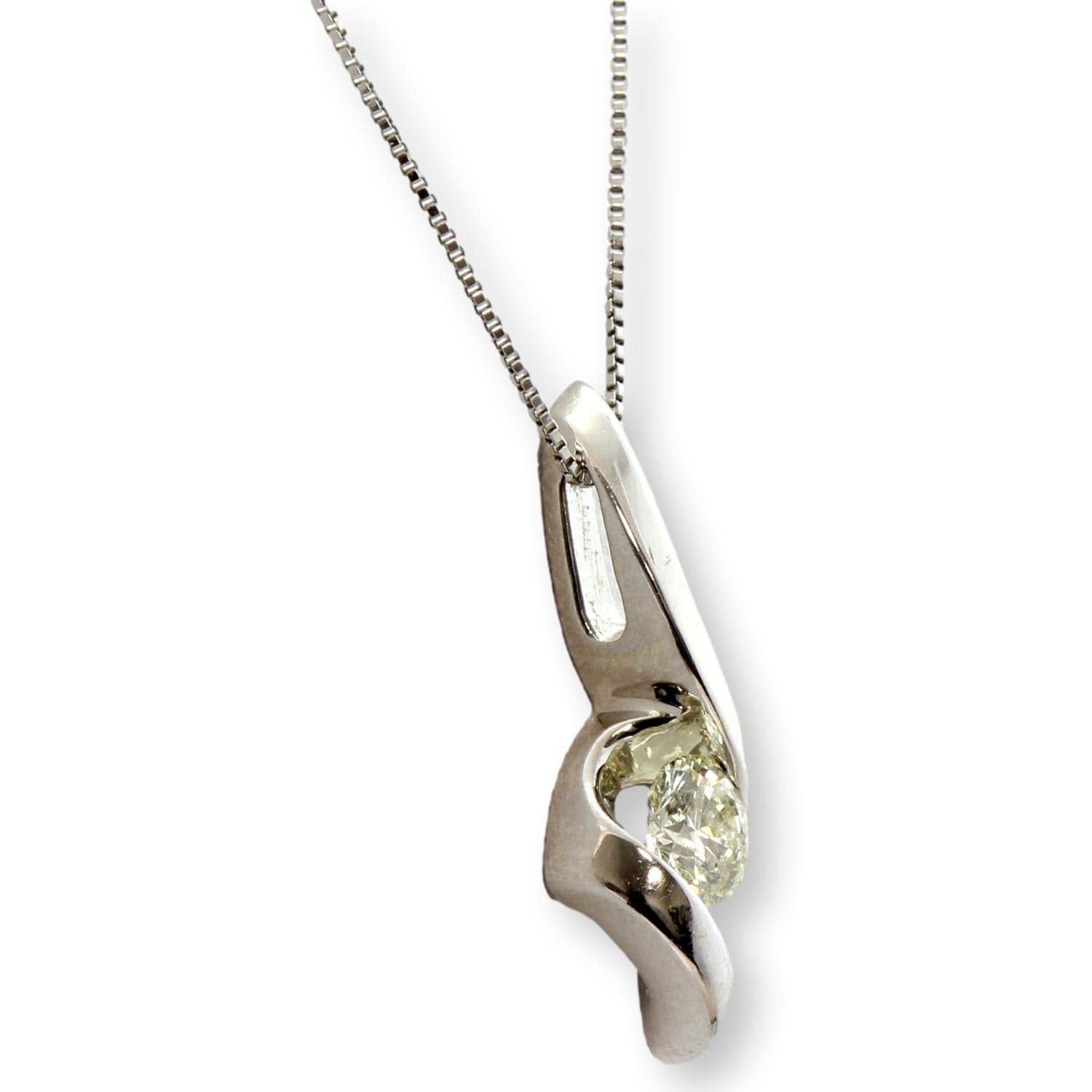 Sirana Collection 14K White Gold .25ct Diamond Pendant Necklace - 19 in - Thumbnail 3
