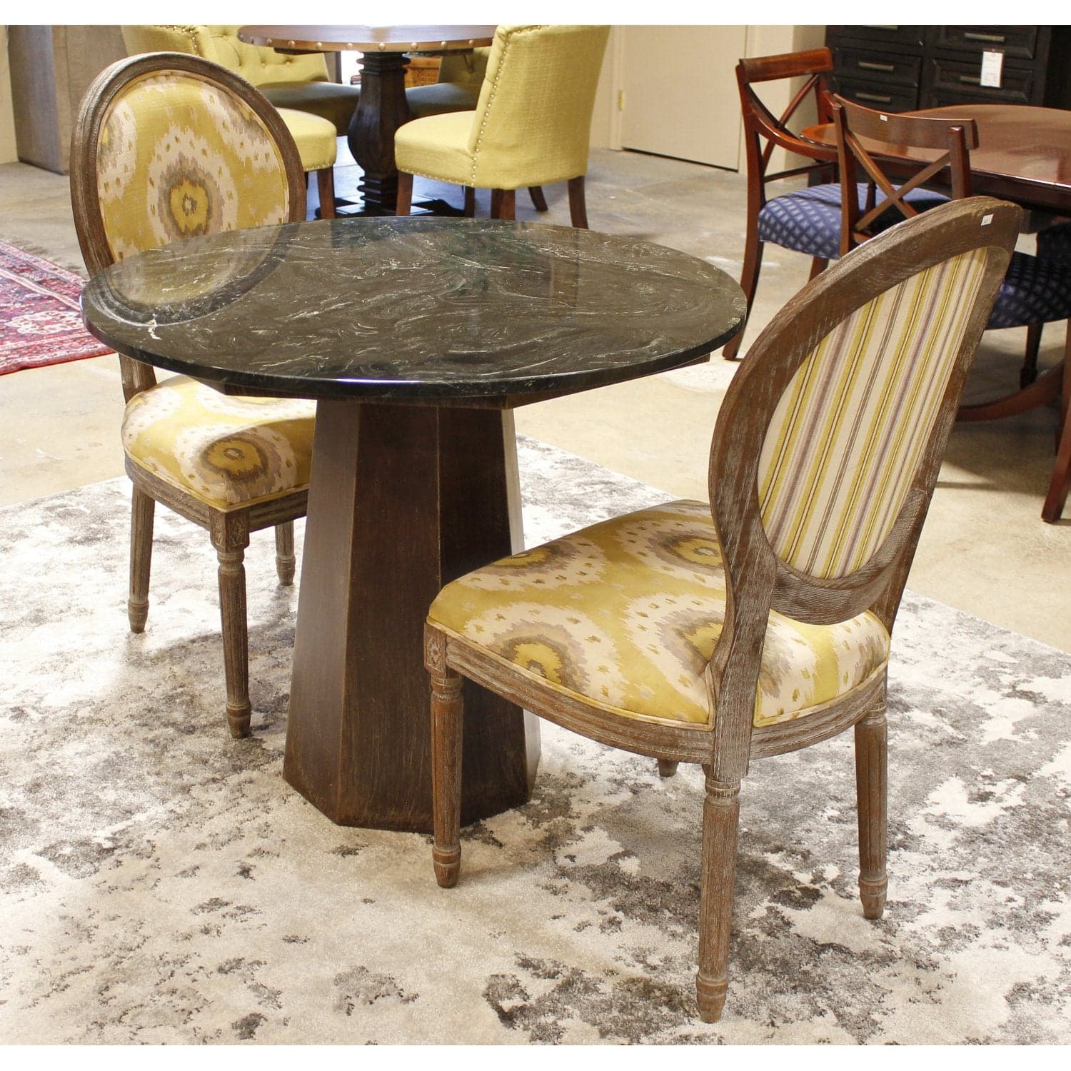 Round Marble Dinette Table w/2 Chairs - Thumbnail 2