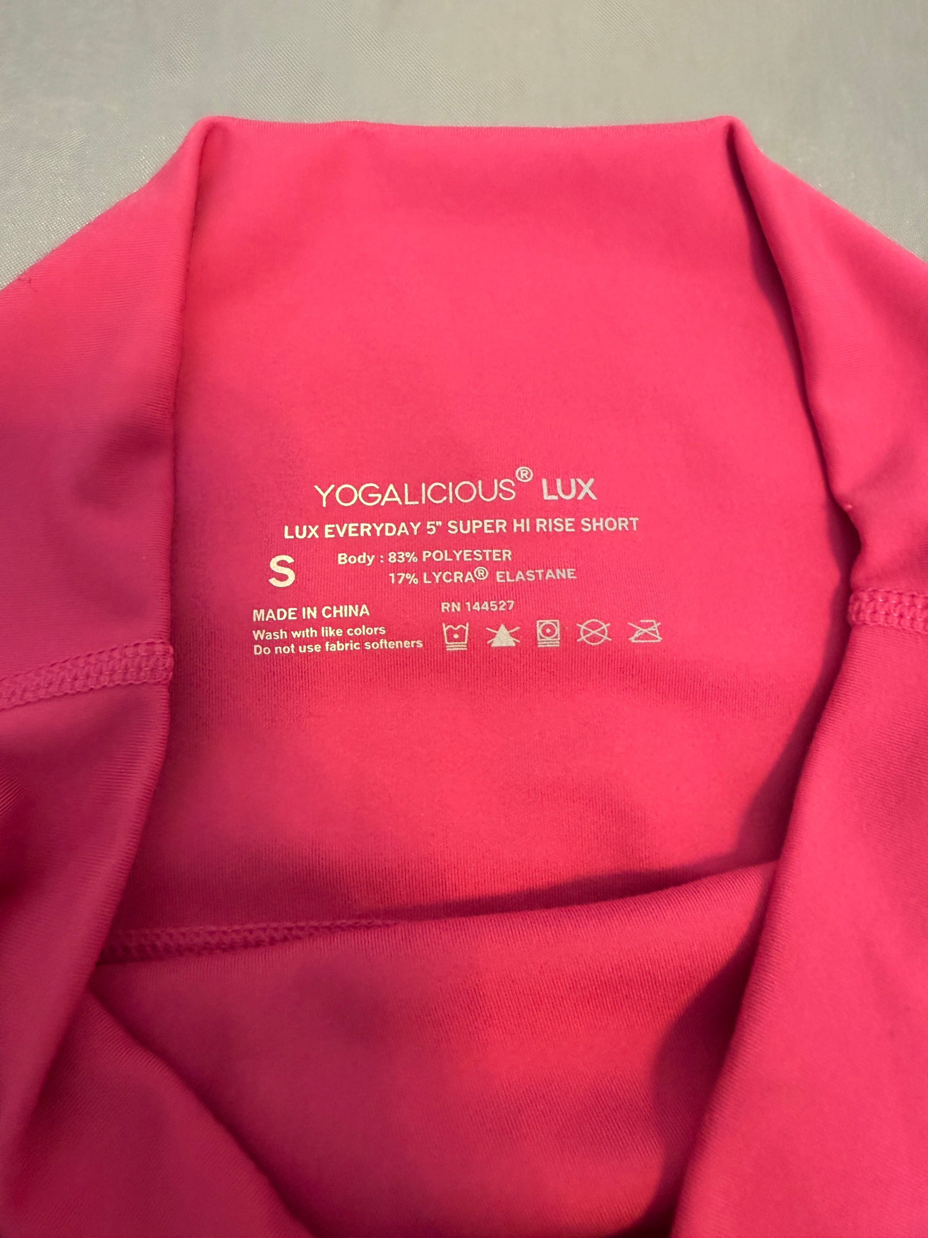 Yogalicious Lux 5" Super Hi Rise Shorts Size S Very Berry- New with Tags - Thumbnail 3
