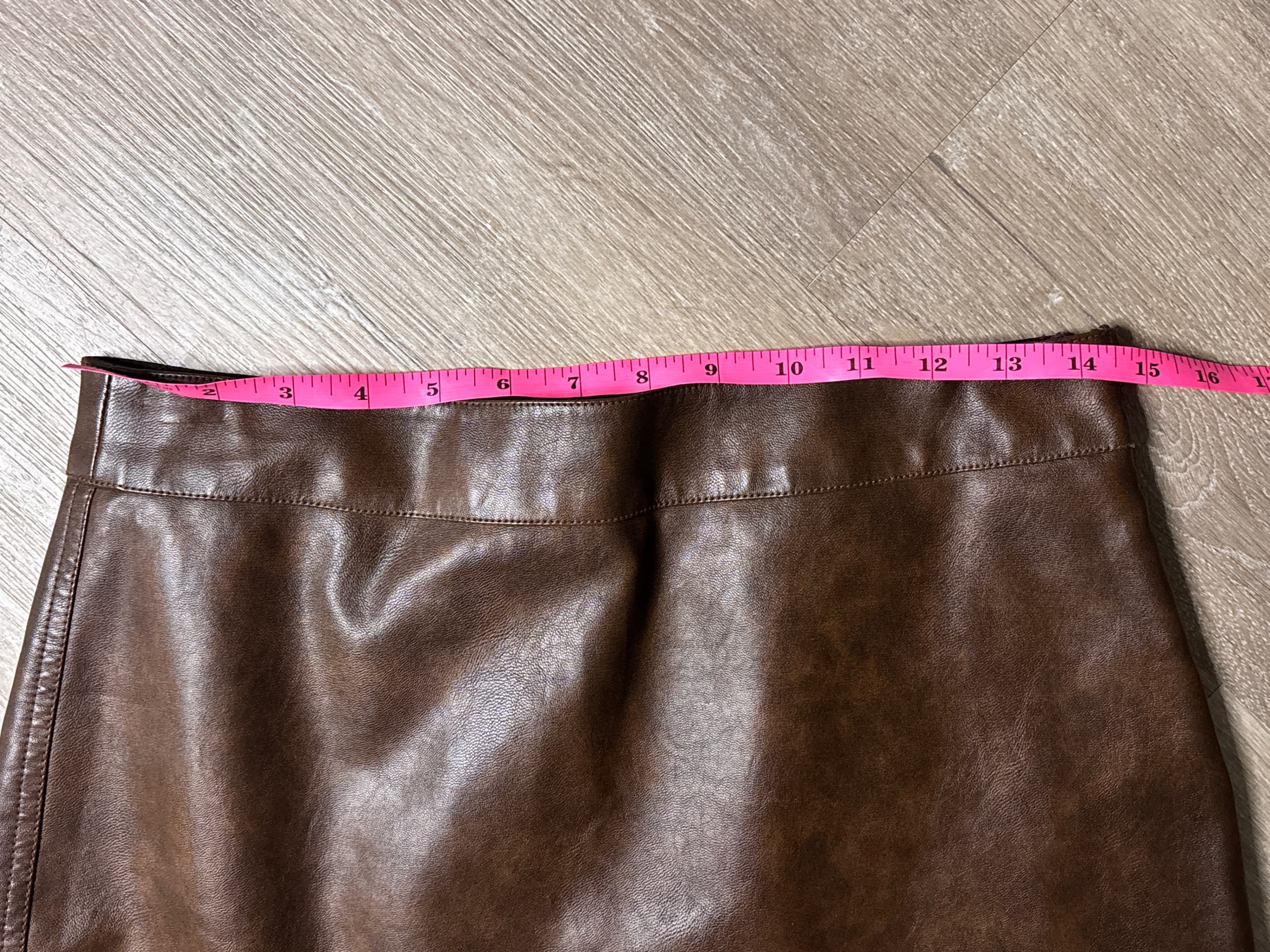 Fashion Nova Brown Faux Leather Mini Skirt with Side Zipper - Thumbnail 2