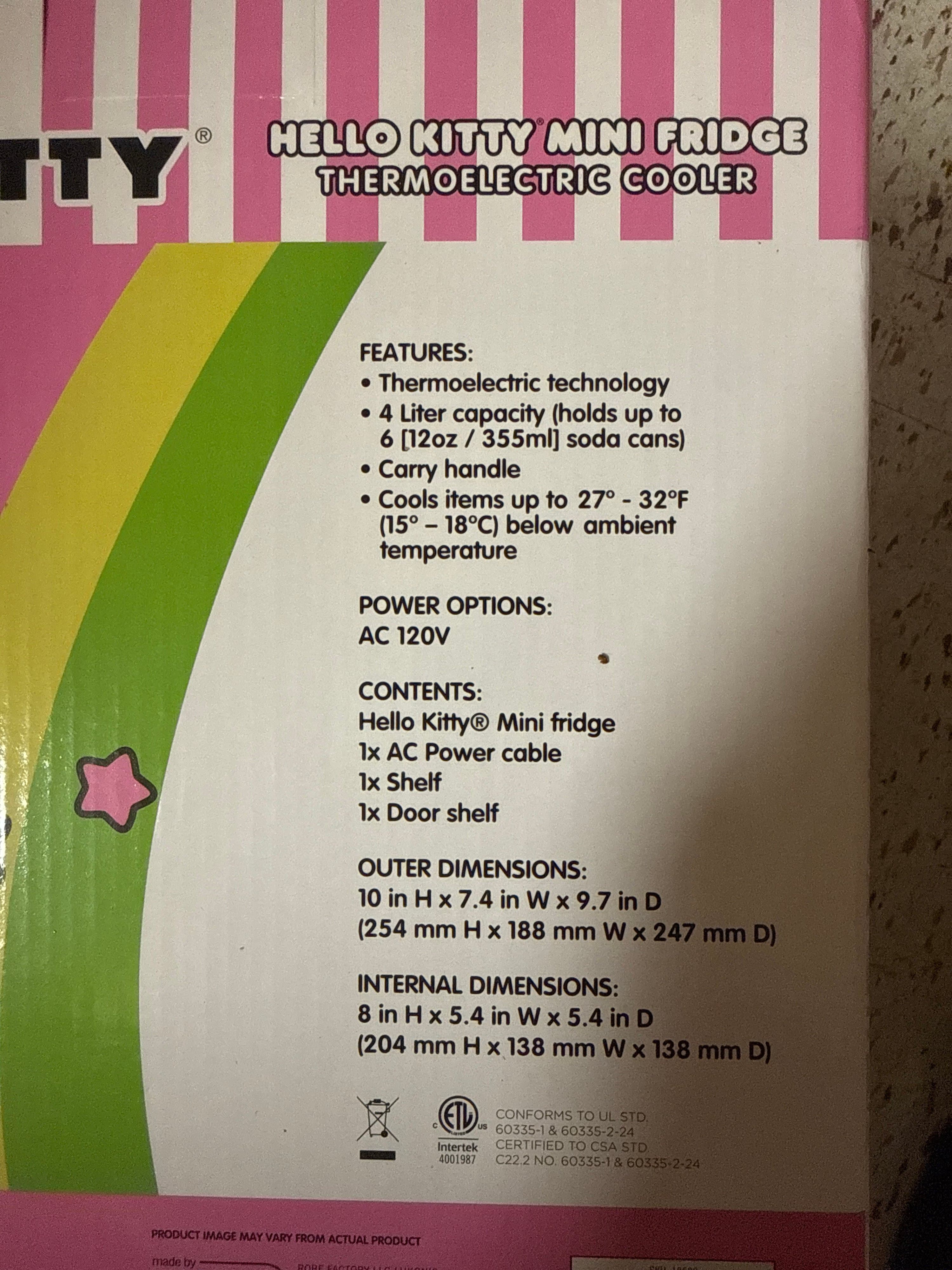 Hello Kitty Mini Pink Fridge 4L 6 Can • New in box - Thumbnail 9