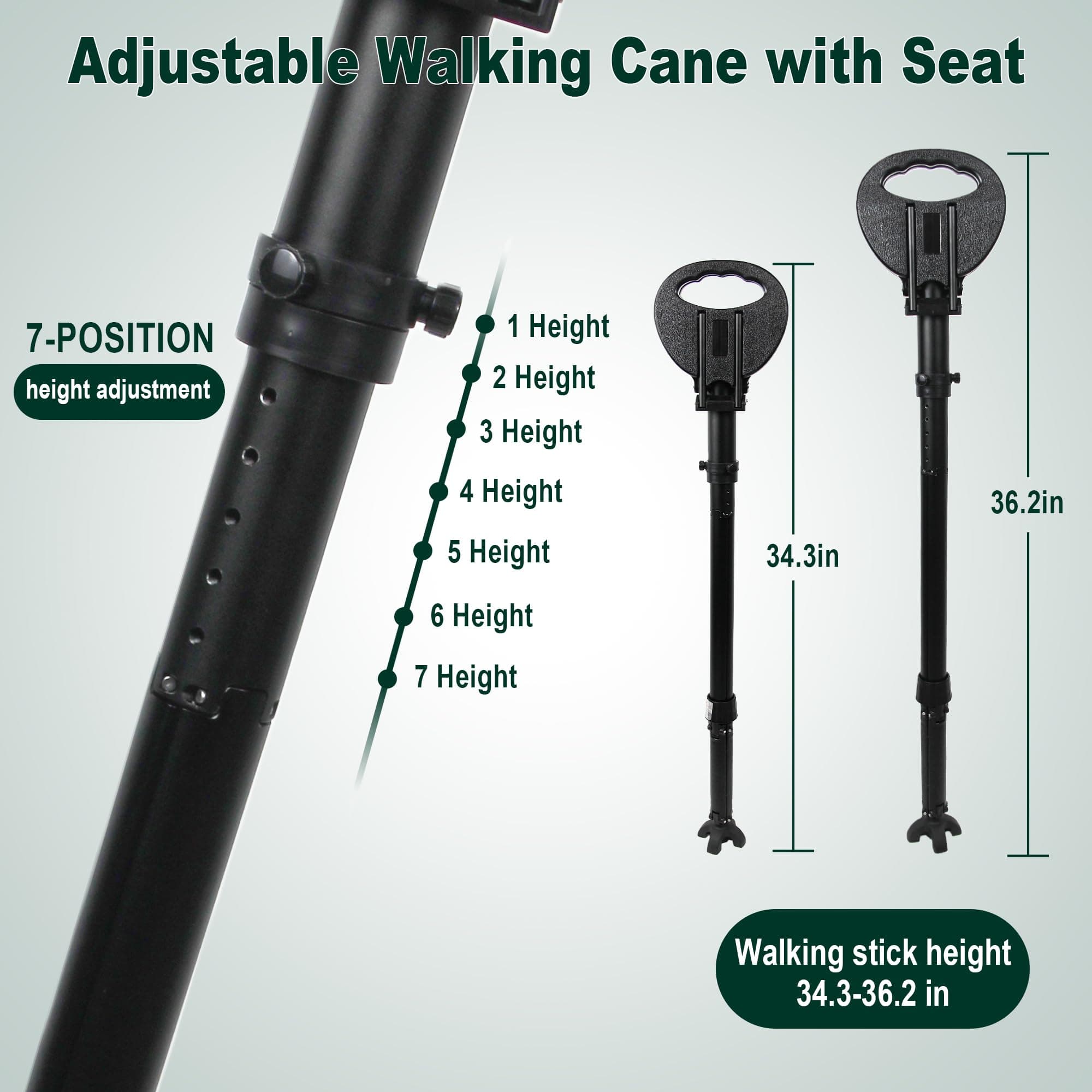 Adjustable Walking Cane with Seat 2 in 1 - Thumbnail 3
