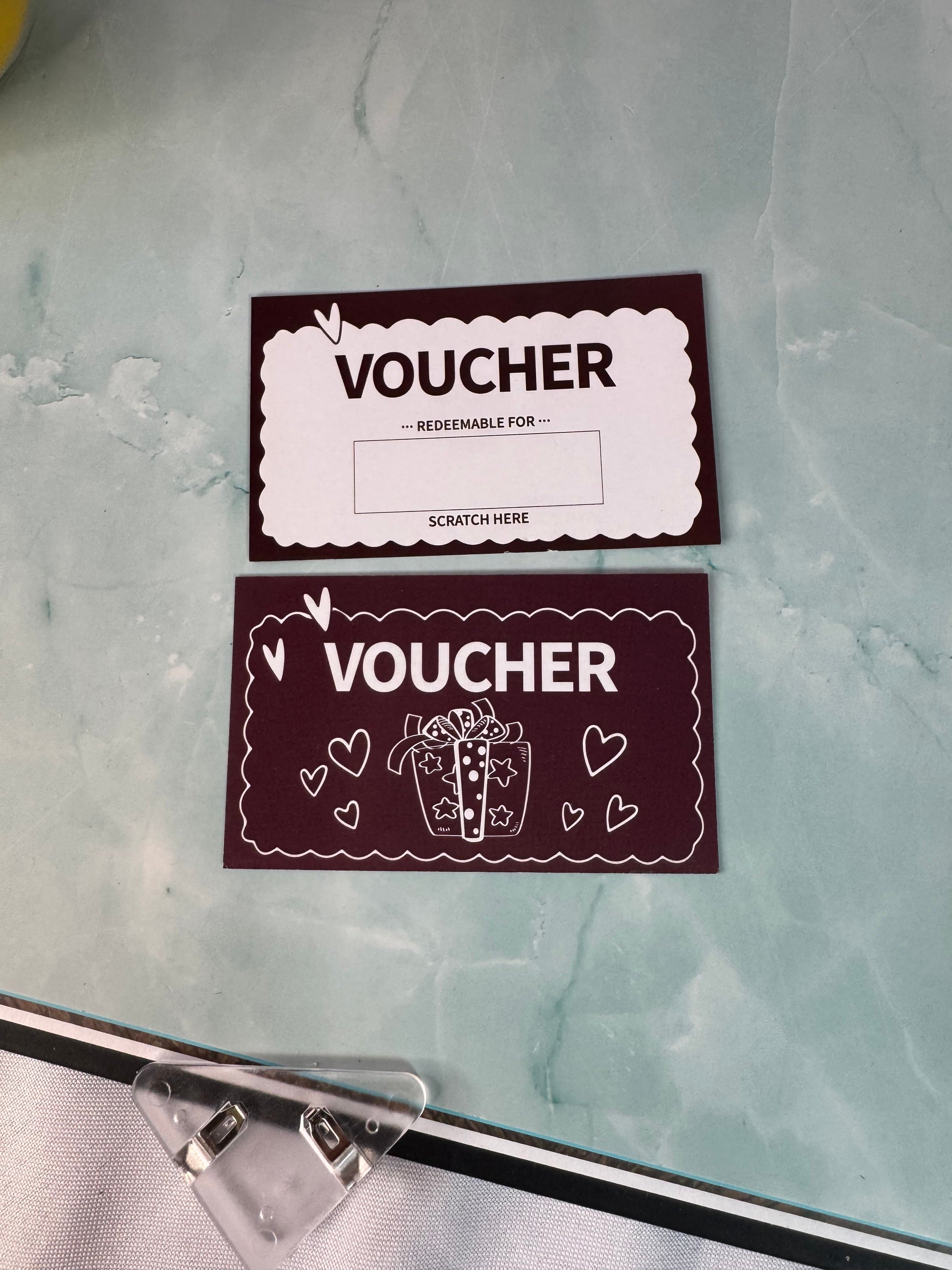 ★ 50 Scratch-Off Voucher Cards Reward Coupons Party Favors Giveaway Fun