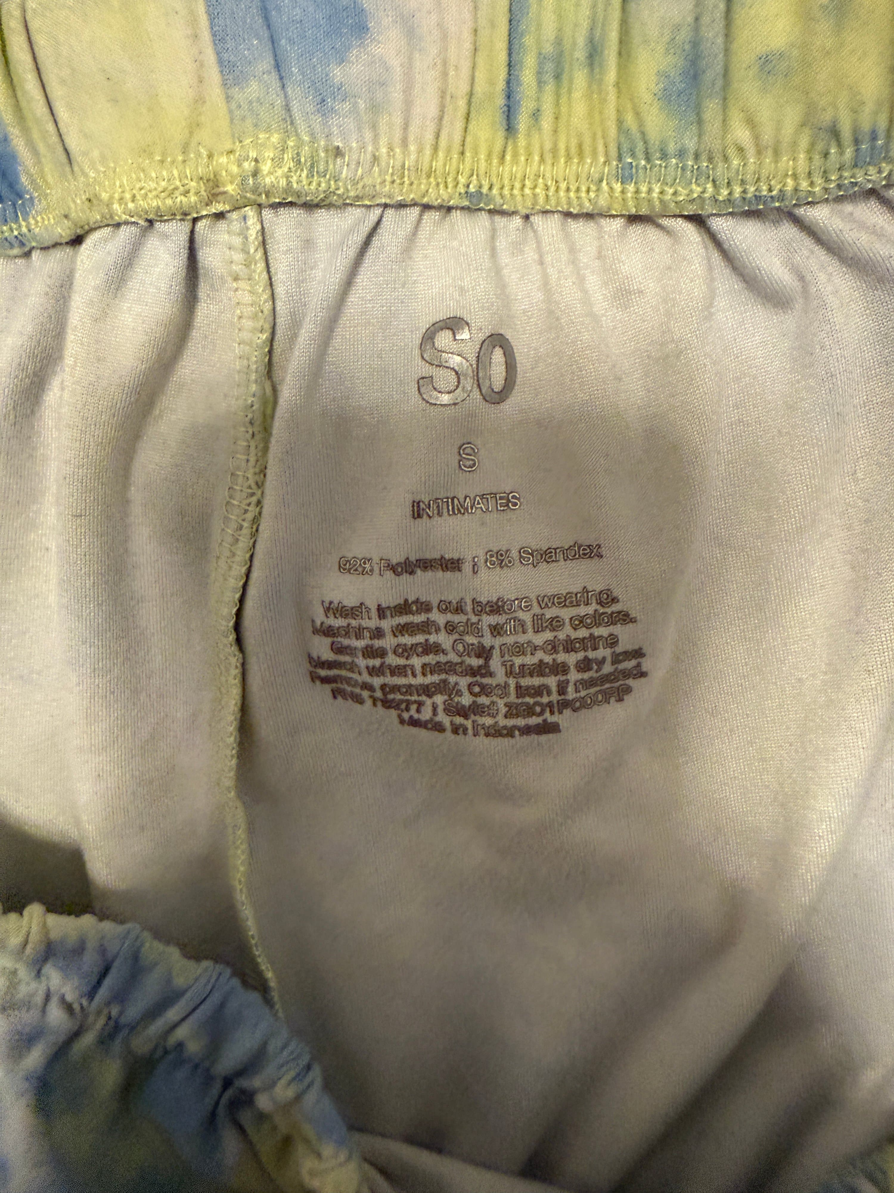SO Tie-Dye Shorts Size S Yellow Blue - Thumbnail 3