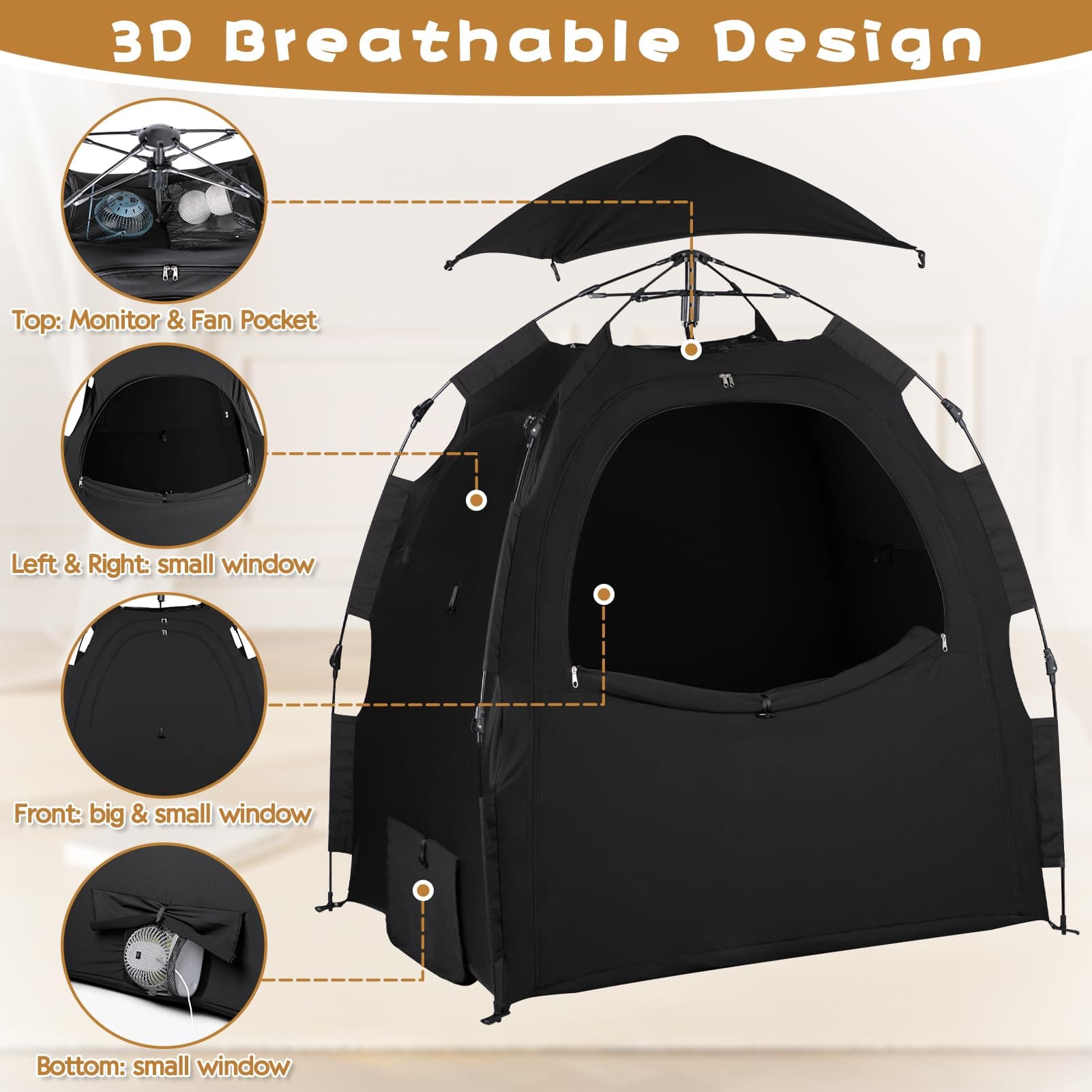 Pack N Play Blackout Cover Sleep Pod - Baby Sleep Tent 1-Click Set Up Portable, Crib Blackout Canopy Cover Block 95% Light Suitable for Babies and Toddlers - Thumbnail 2