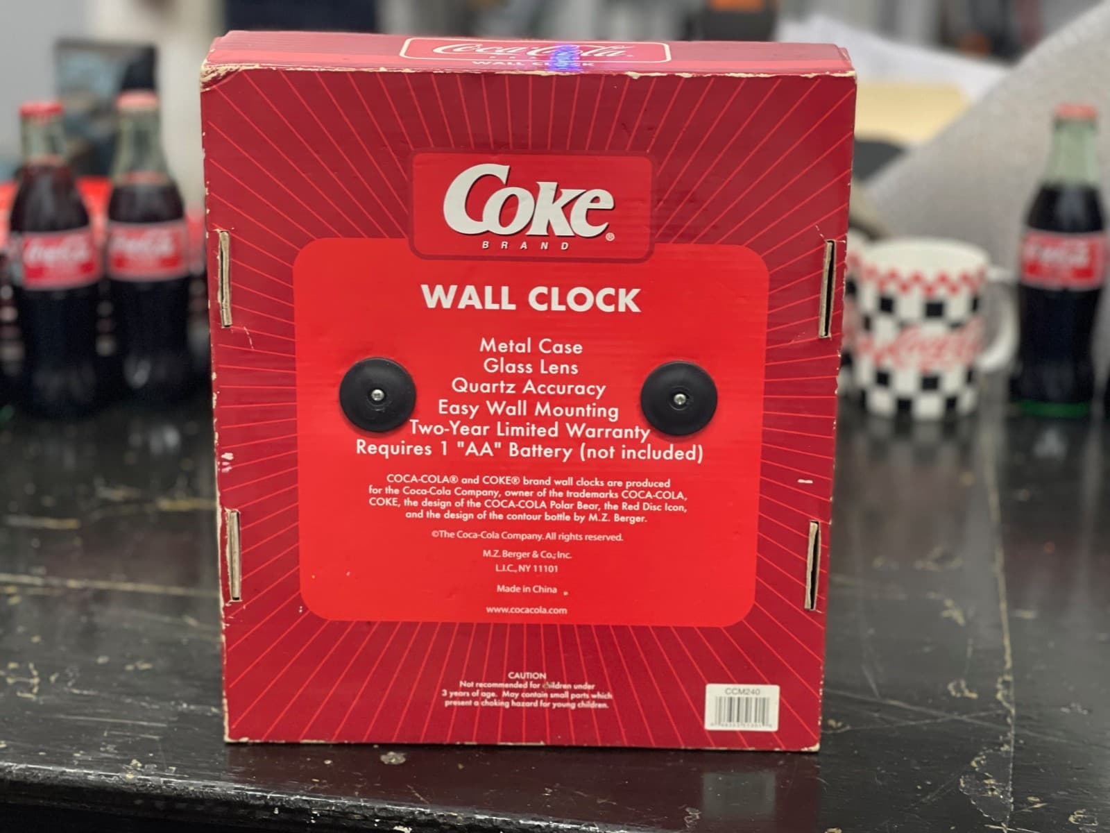 Vintage Coca-Cola Red Wall Clock Diner Style 9" Round Battery Operated - Thumbnail 2