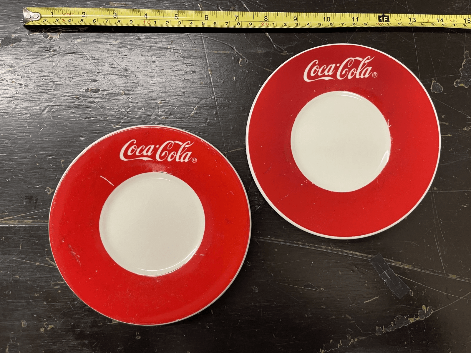 Set of 2 Vintage 1997 Coca Cola Red Rim Logo Plates 6.25” by Gibson Brand - Thumbnail 2