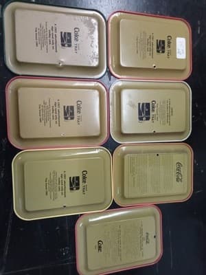 Lot Of 7 Vintage 1980s Coca-Cola Advertising Metal Trays - Thumbnail 6