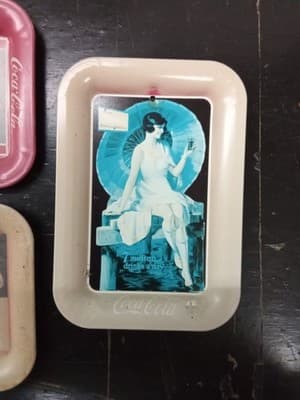 Lot Of 7 Vintage 1980s Coca-Cola Advertising Metal Trays - Thumbnail 2