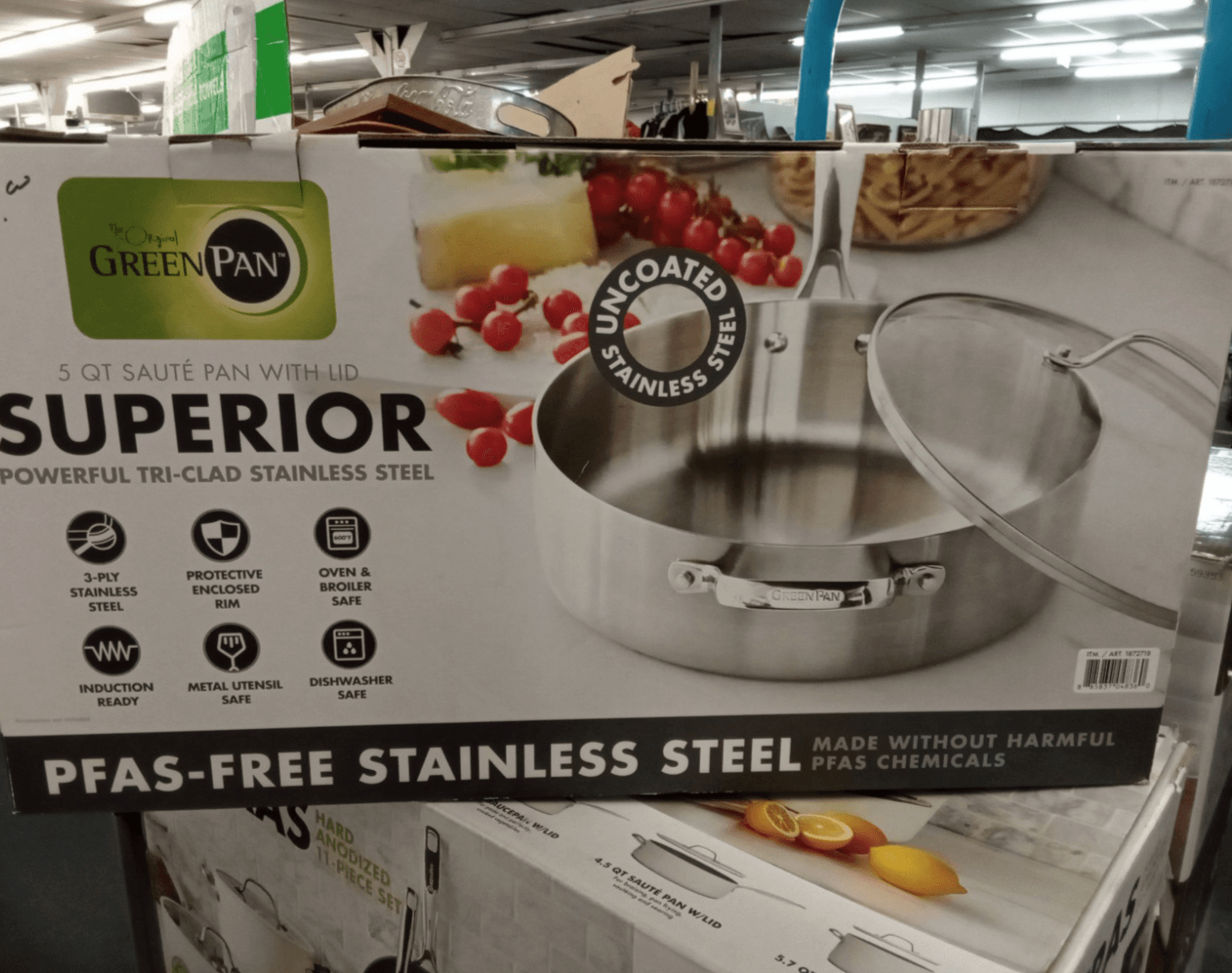 GreenPan Superior 5-quart Stainless Steel Saute Frying Pan - Thumbnail 4