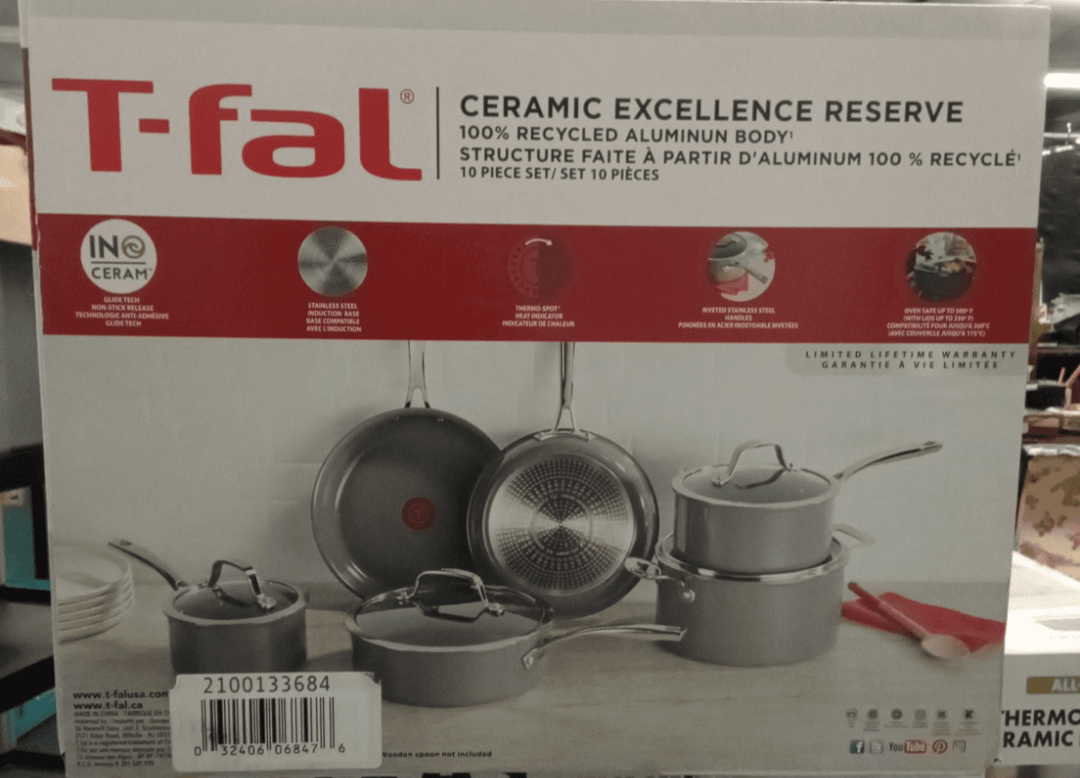 T-Fal Ceramic Excellence Reserve Non-stick 10 piece Set Grey - Thumbnail 2