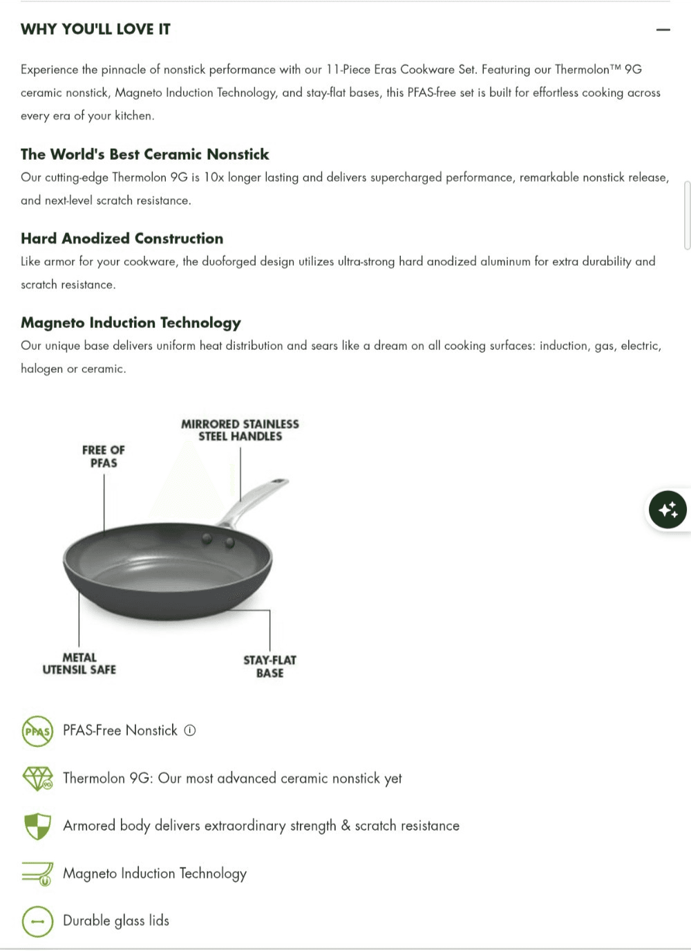 GREENPAN ERAS CERAMIC NON-STICK COOKWARE SET 11-PIECE -Slate - Thumbnail 5