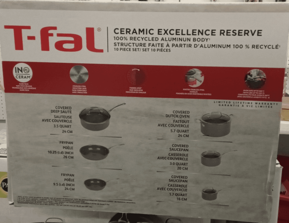 T-Fal Ceramic Excellence Reserve Non-stick 10 piece Set Grey - Thumbnail 3