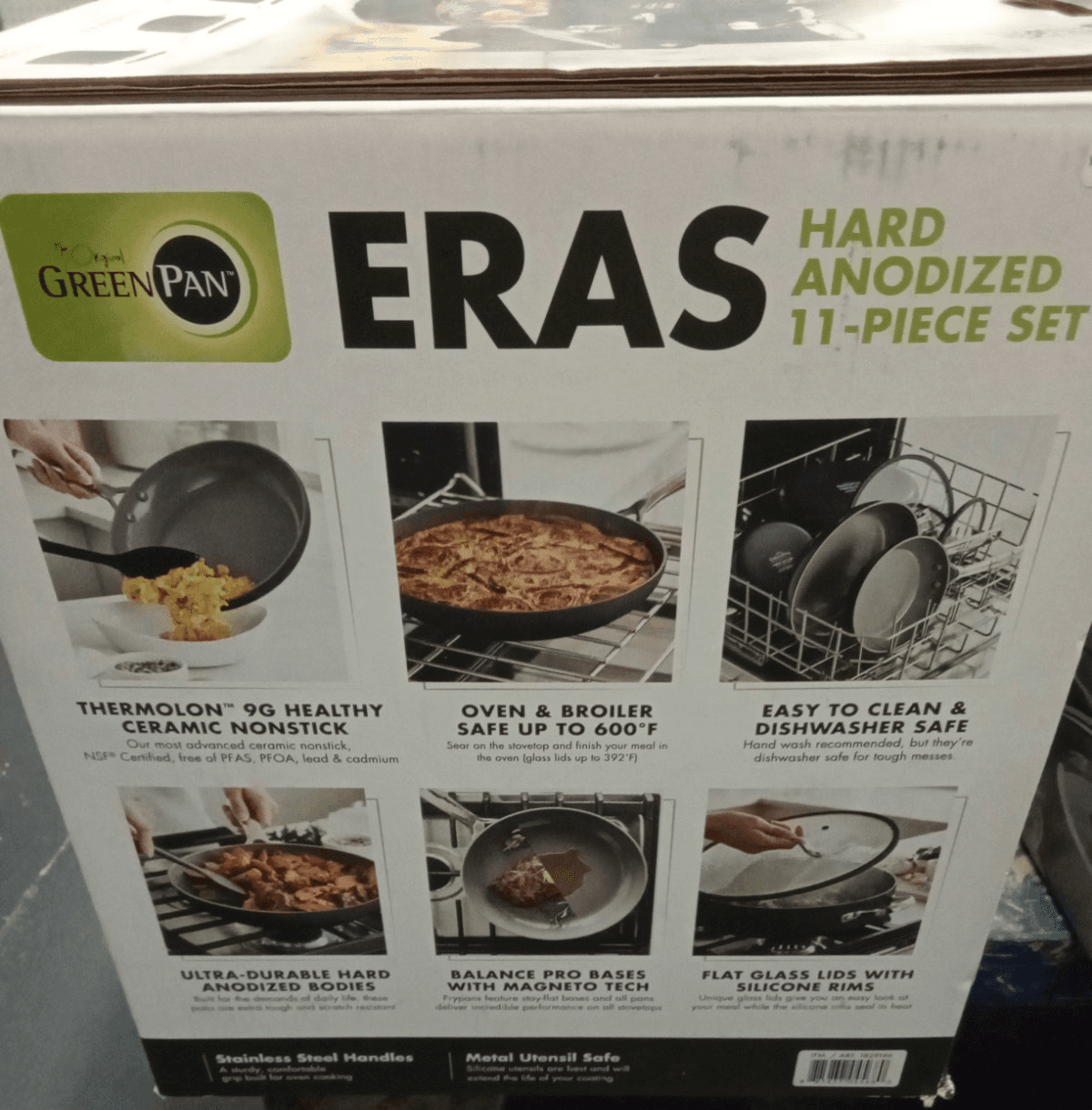 GREENPAN ERAS CERAMIC NON-STICK COOKWARE SET 11-PIECE -Slate - Thumbnail 2