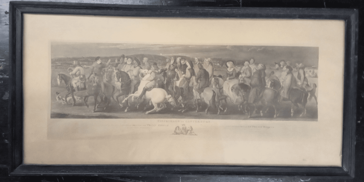 Rare 1817 Pilgrimage To Canterbury Engraving Print, framed - Thumbnail 2