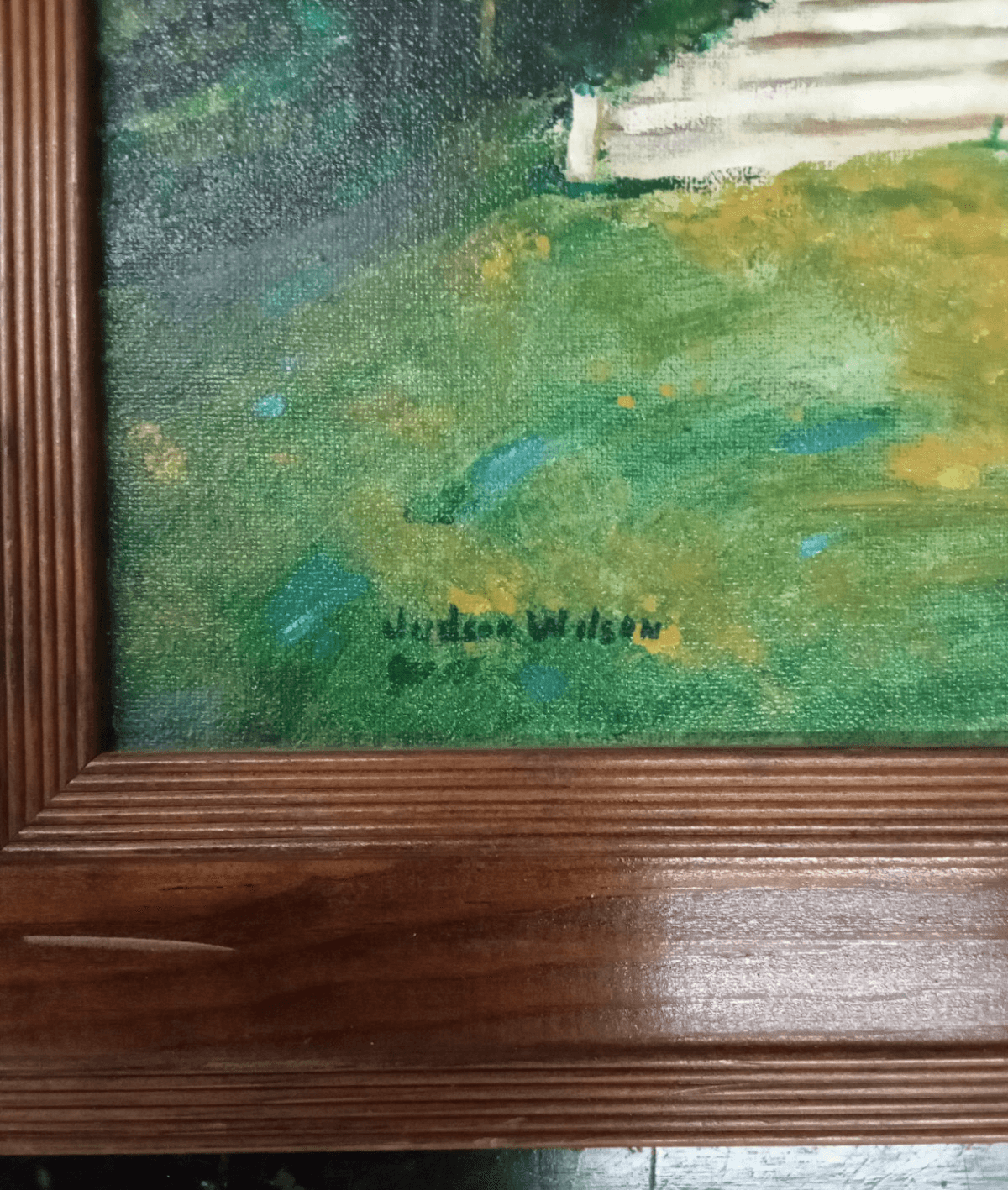 Vintage Original Art Judson Wilson Victorian House Oil On Canvas Framed Signed - Thumbnail 3