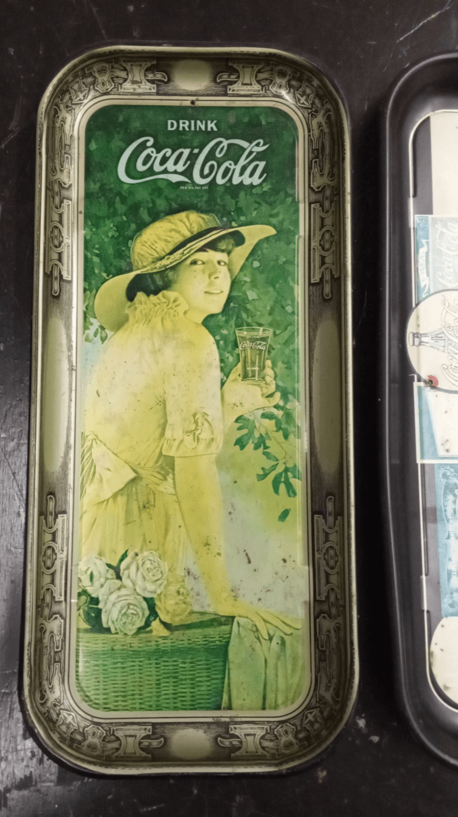Coca Cola Metal Trays 1916 Printed in USA 1972 & 1995 Vintage Set Of 2 - Thumbnail 5