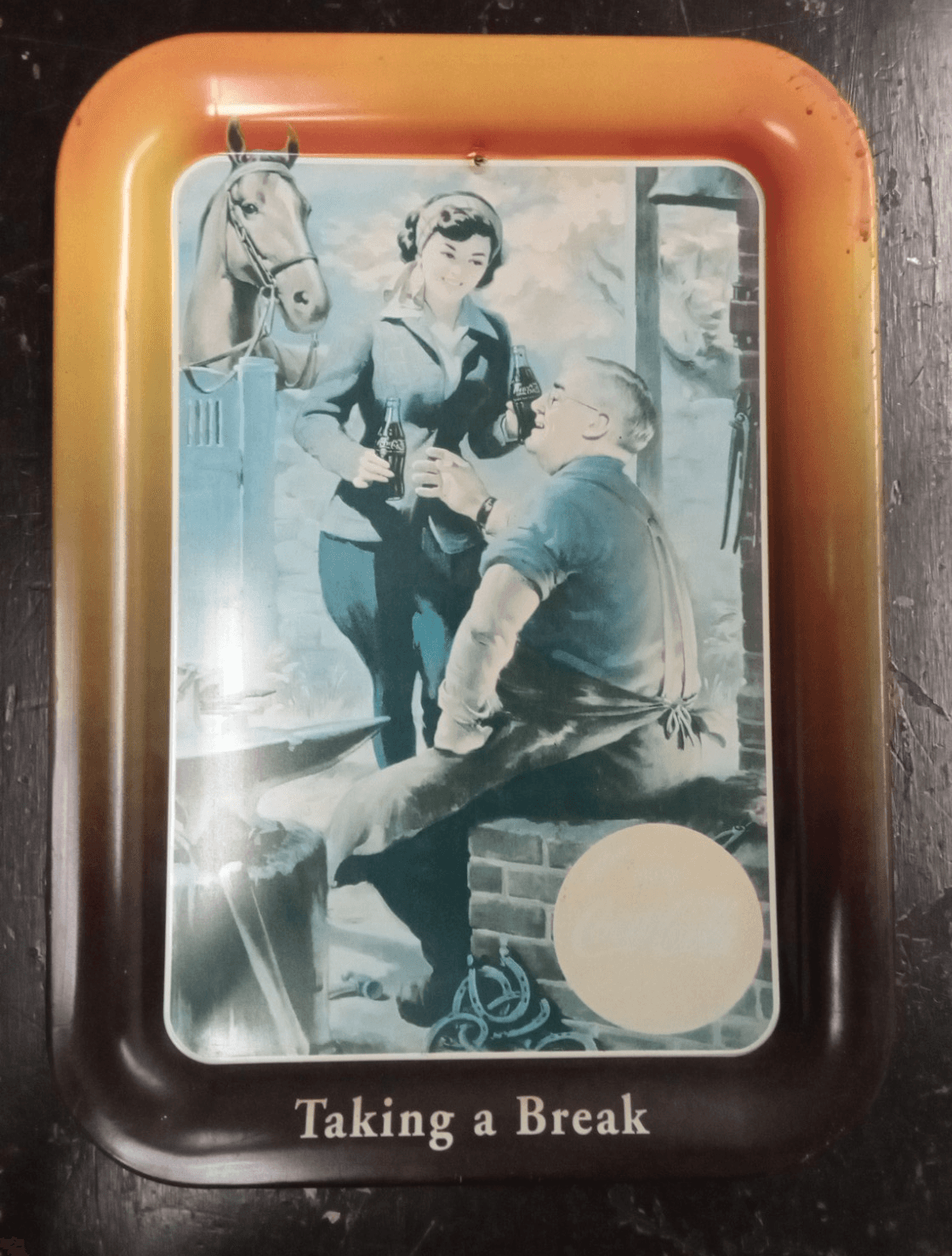 Coca-Cola "Taking a Break" Drink Coca-Cola Tray 13-3/4" x 17-1/2" - Thumbnail 5