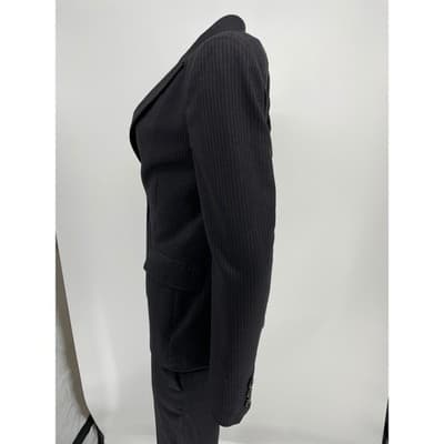Gucci Women's Gray Pinstripe Wool Suit Blazer Pants Set Y2K mid rise 2000s vtg S - Thumbnail 5