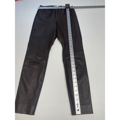Vince Women's Brown Leather Leggings Pants Elastic Waist Slim Fit Size S Luxury - Thumbnail 8