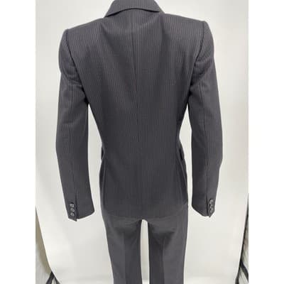 Gucci Women's Gray Pinstripe Wool Suit Blazer Pants Set Y2K mid rise 2000s vtg S - Thumbnail 9
