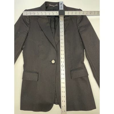 Gucci Women's Gray Pinstripe Wool Suit Blazer Pants Set Y2K mid rise 2000s vtg S - Thumbnail 17